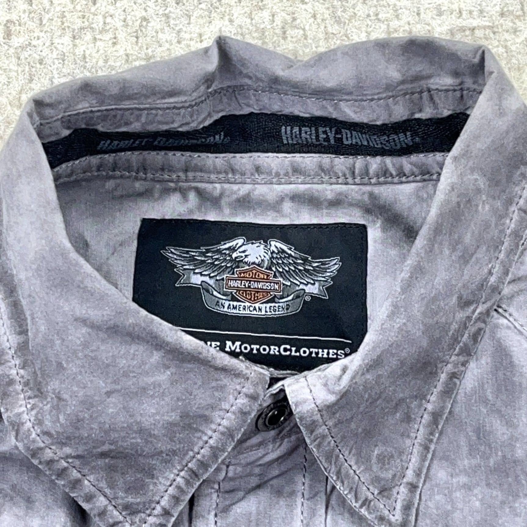 Harley Davidson Harley-Davidson Shirt Men Medium Gray Button Up Biker Winged Skull Y2K Goth Fade Size US M / EU 48-50 / 2 - 5 Thumbnail