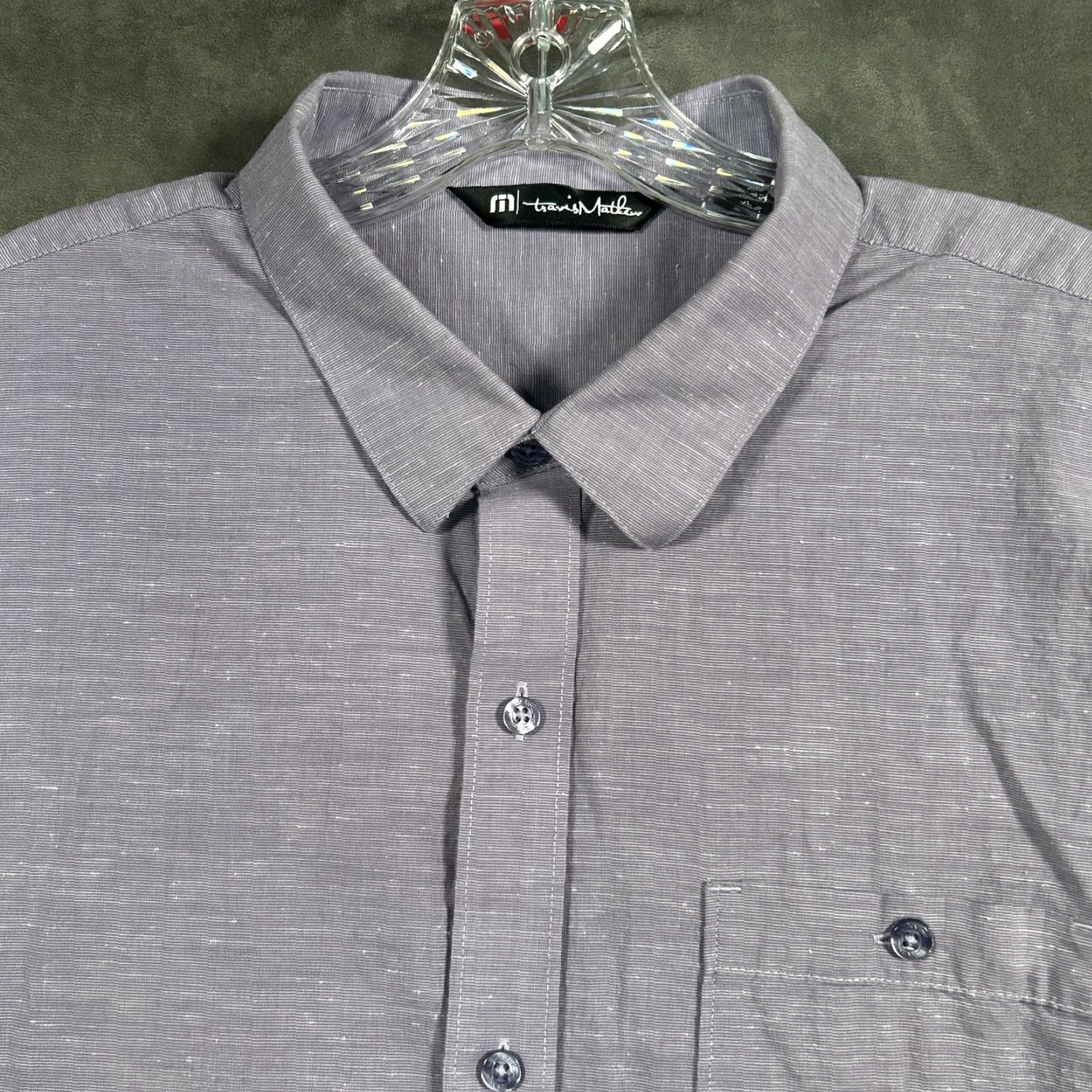 TravisMathew Travis Mathew Mens XL Light Purple Short Sleeve Button Up Shirt Size US XL / EU 56 / 4 - 2 Thumbnail