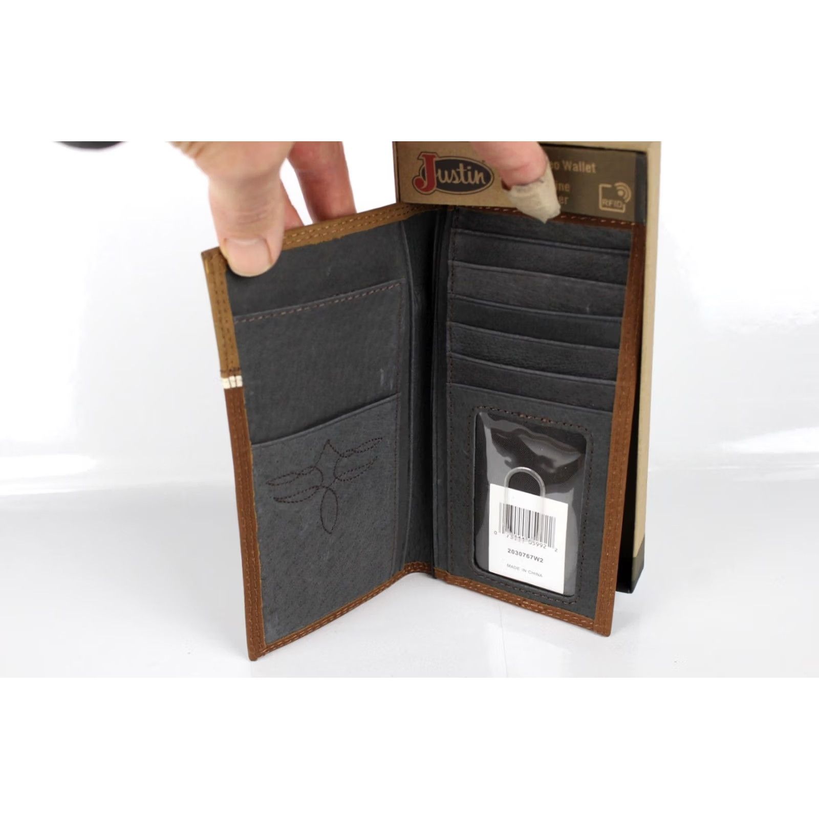 Vintage VINTAGE Justin Men's Rodeo Wallet RFID US Flag Embroidered Brown Leather 2030767W2 Size ONE SIZE - 2 Thumbnail