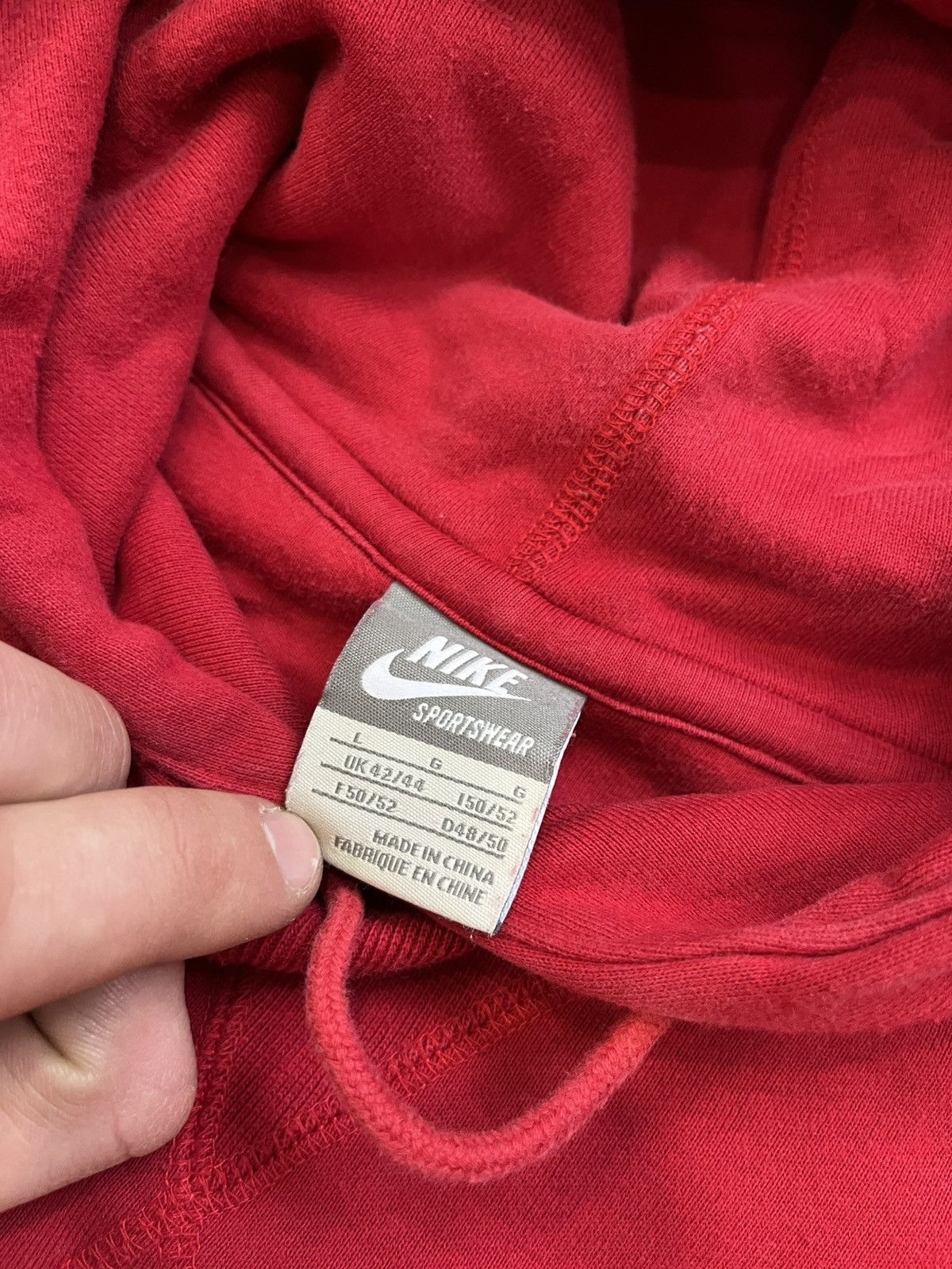 Nike × Vintage Vintage Nike Sportswear Hoodie red blank logo sweatshirt Size US L / EU 52-54 / 3 - 16 Thumbnail