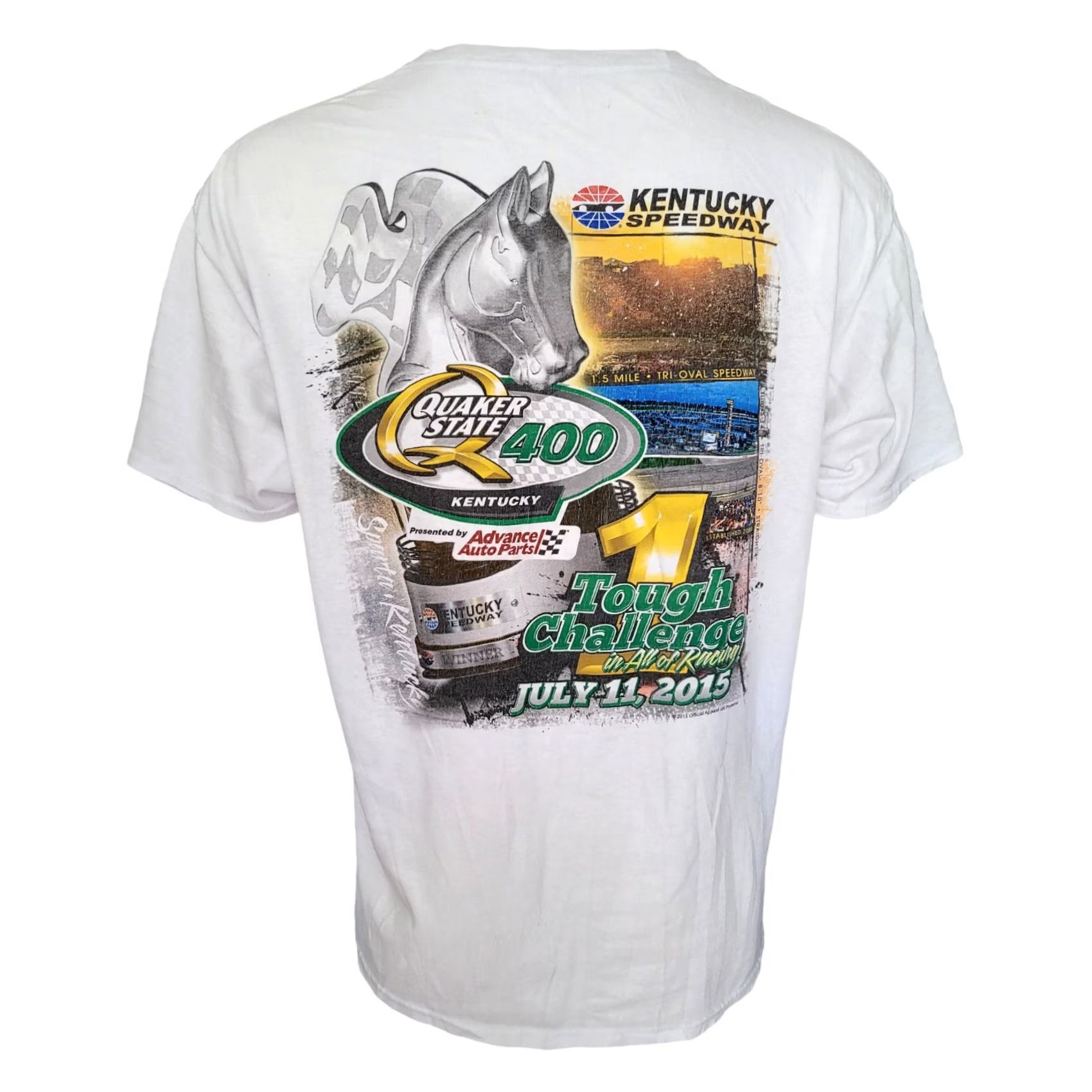 Vintage VINTAGE 2015 Quaker State 400 Kentucky Speedway NASCAR T-Shirt XL Advance Auto Parts - 100% Cotton White Mens T-Shirt Size US XL / EU 56 / 4 - 3 Thumbnail