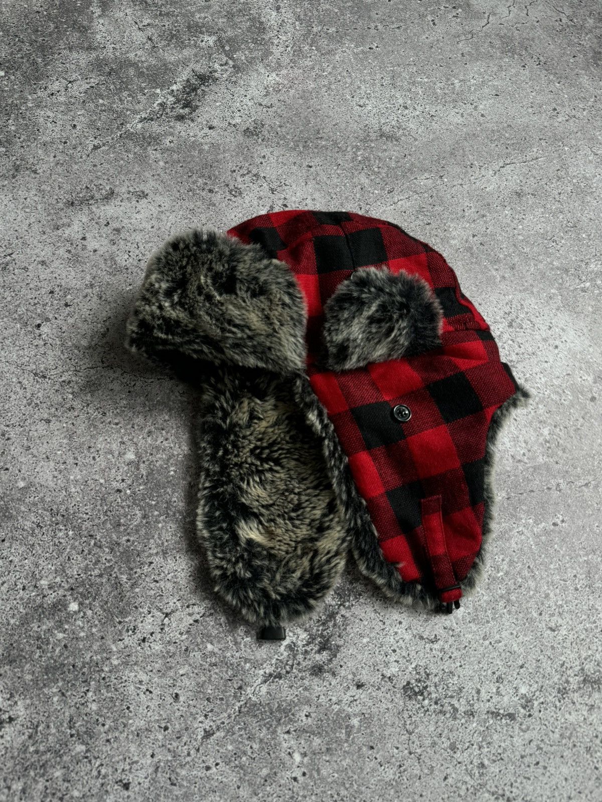 Japanese Brand Vintage Y2K fleece checkered hat Japanese style Size ONE SIZE - 8 Thumbnail