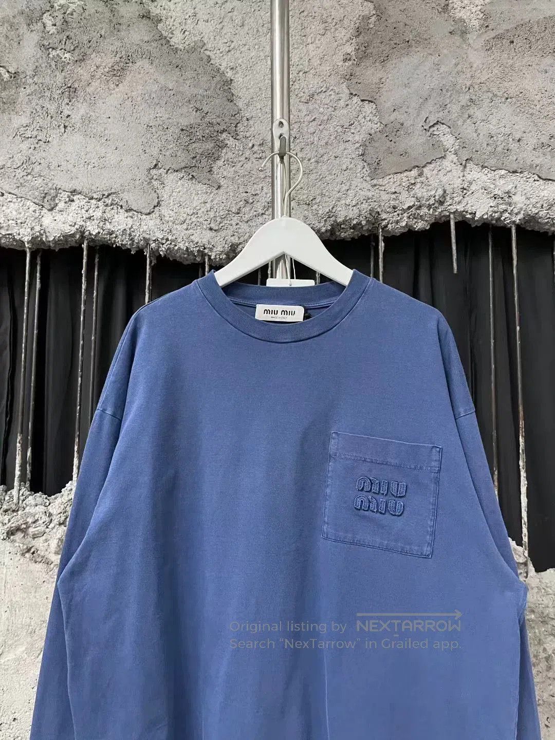 Miu Miu Miumiu Blue Long Sleeve Logo Top. Size S / US 4 / IT 40 - 3 Thumbnail