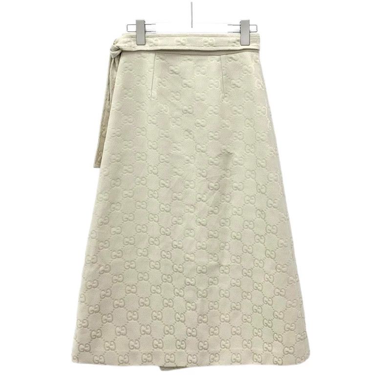 Gucci Gucci SizeS Beige logo jacquard full print cotton belt casu Size 42" / US 20 - 2 Thumbnail