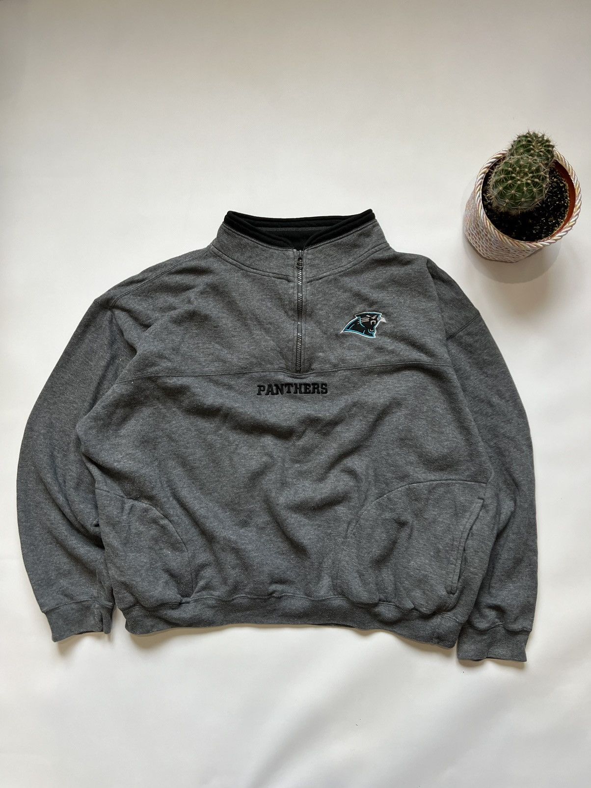 NFL Vintage 90’s Logo Athletic Panthers NFL Oversized 1/4 Zip Size US XL / EU 56 / 4 - 1 Thumbnail