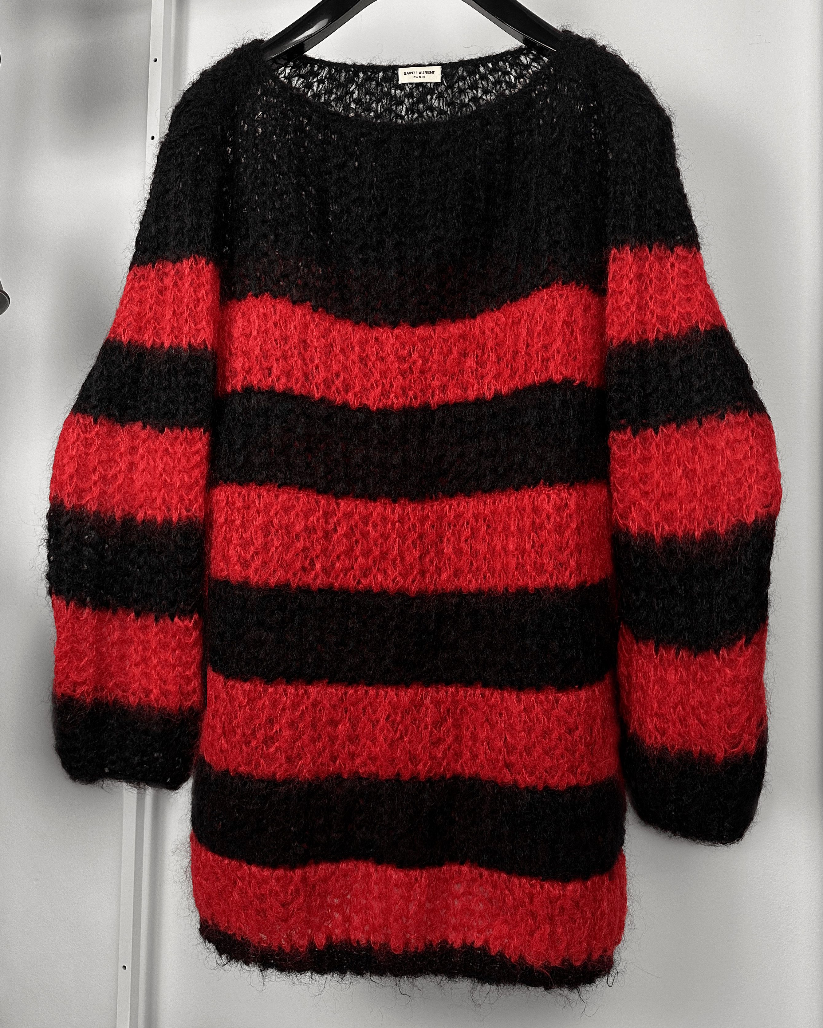 Hedi Slimane × Saint Laurent Paris Saint Laurent Paris Striped Mohair Knitted Sweater Size US L / EU 52-54 / 3 - 3 Thumbnail