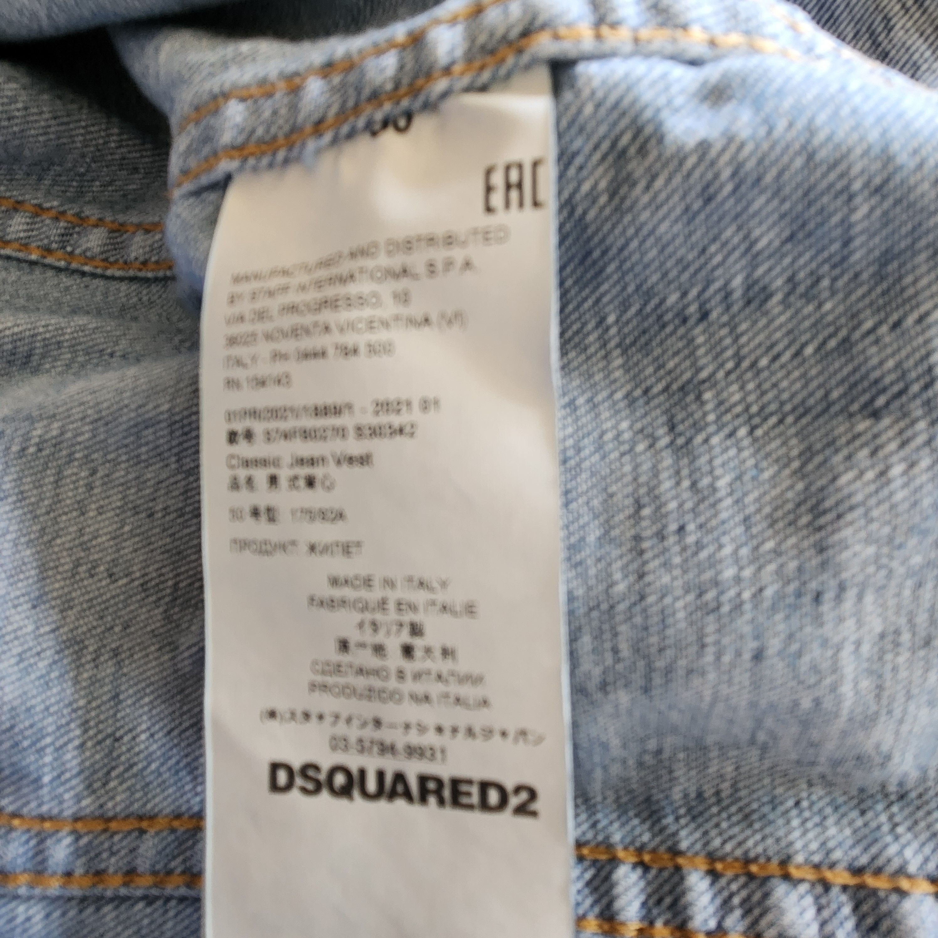 Dsquared2 DSquared2 Classic Jean Vest Model: S74FB0270 S30342 Size US M / EU 48-50 / 2 - 5 Thumbnail