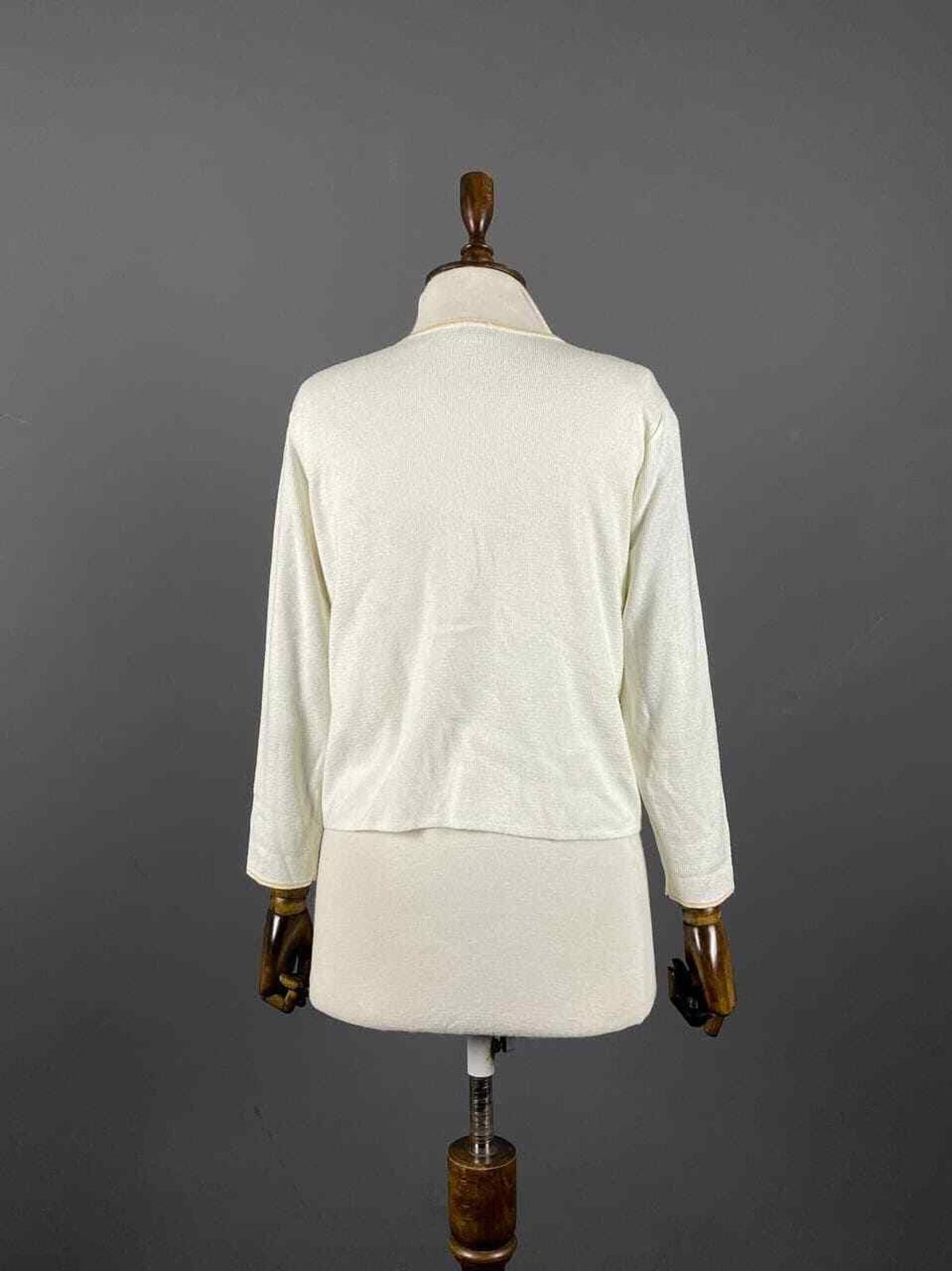 Vintage Ladies Vintage Bottega Agryle White Yellow Cardigan Size M Size M / US 6-8 / IT 42-44 - 6 Thumbnail