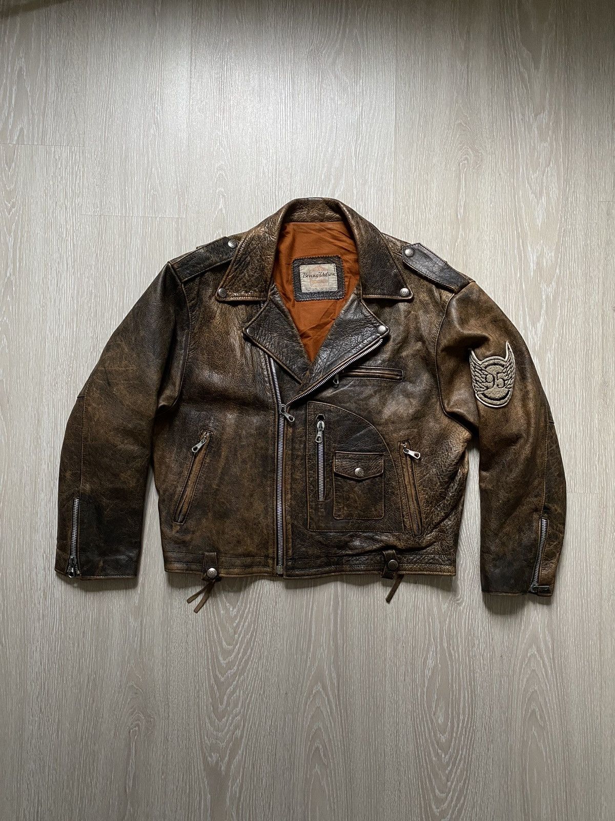 Vintage VINTAGE BIKER LEATHER JACKET BENNY WILSON DAYTONA LA USA Size US L / EU 52-54 / 3 - 4 Thumbnail