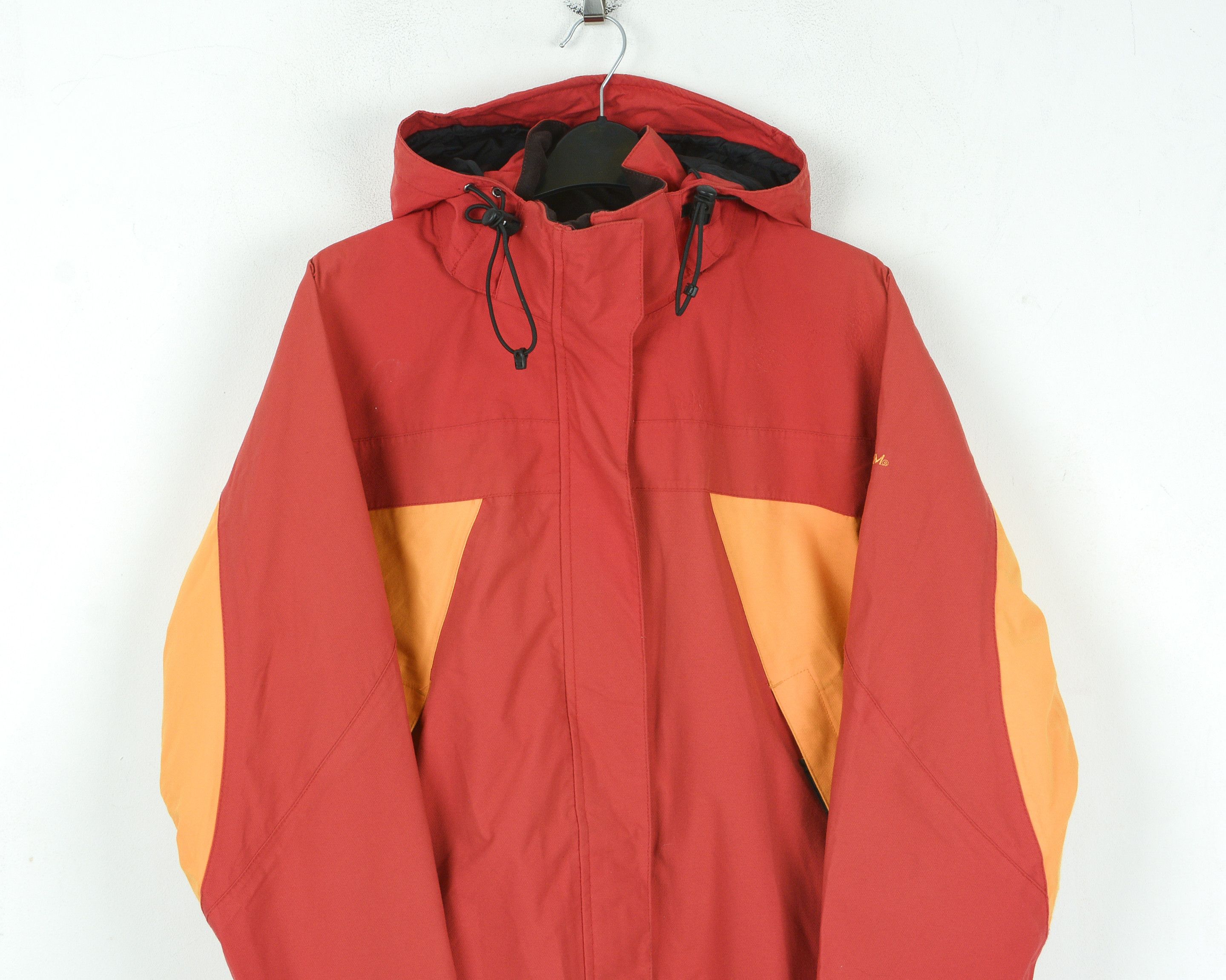 Designer NORHEIM Women UK12 Hooded Rainproof Jacket Red Yellow Coat M Size M / US 6-8 / IT 42-44 - 2 Thumbnail