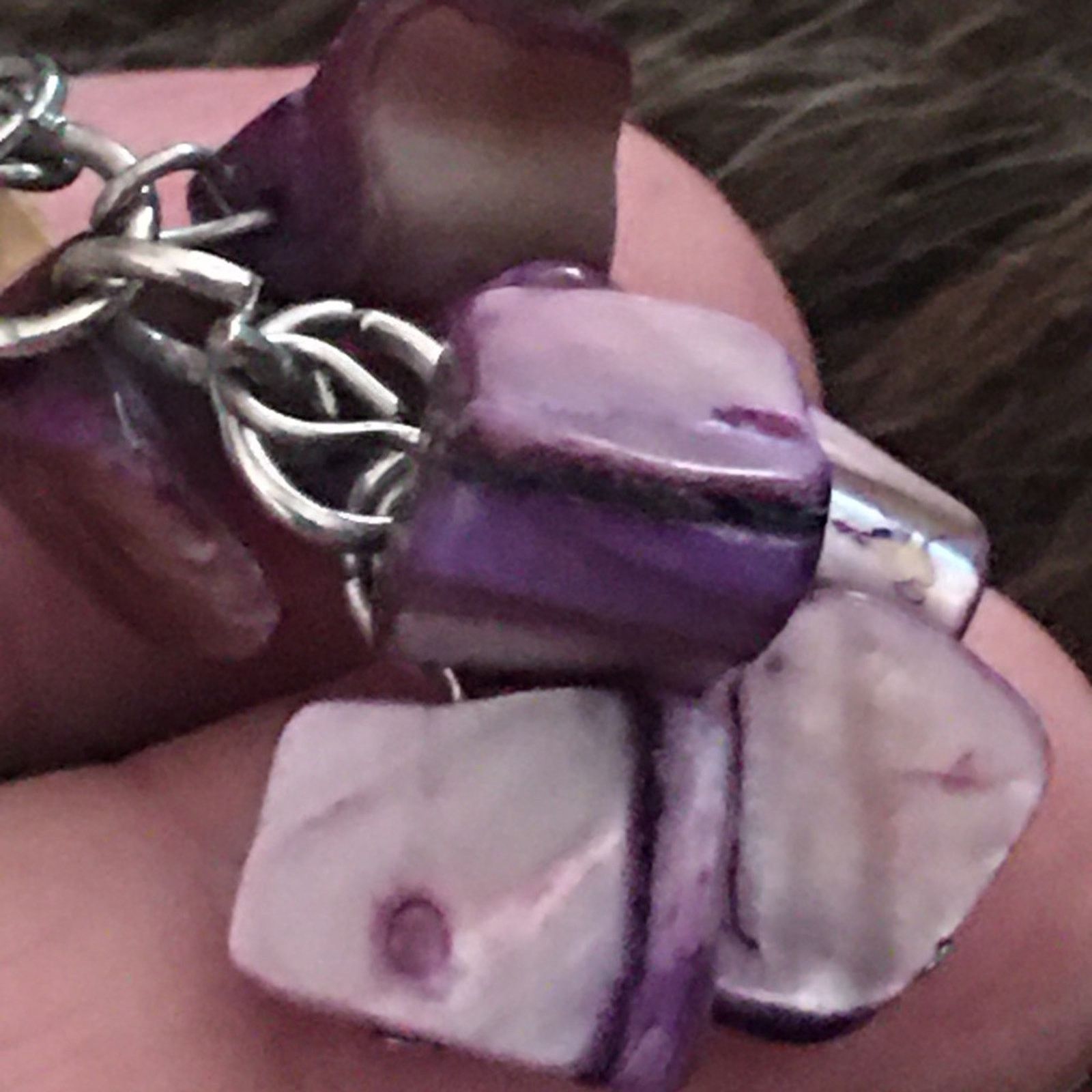 Jewelry Purple tone painted shell ear wire earrings Size ONE SIZE - 4 Thumbnail