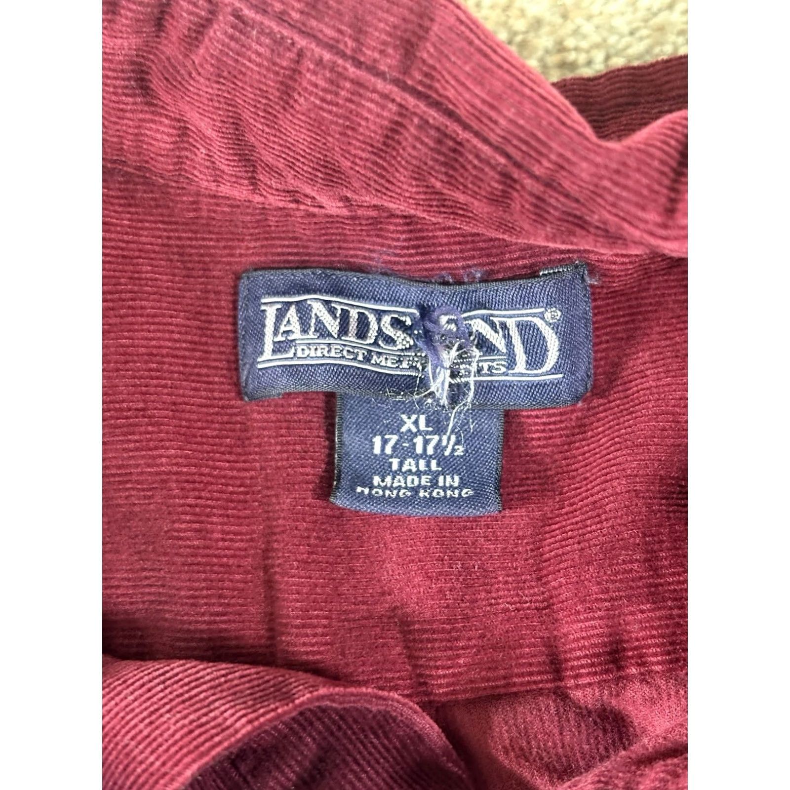 Lands' End VINTAGE Lands' End Chamois Red Button Down Shirt Cotton Tall XL 17-17.5 Men Big & Tall Button-Down Corduroy Pocket 90s Size US XL / EU 56 / 4 - 4 Thumbnail