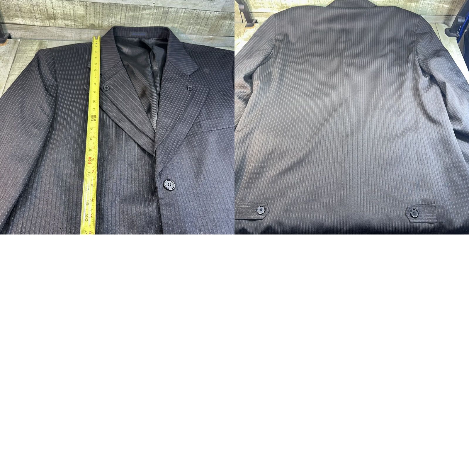 Vintage John Rafael Men’s Suit Jacket Pinstripe Black 48L Big & Tall Suit Jacket 2 Piece Mens Size 48R - 8 Thumbnail
