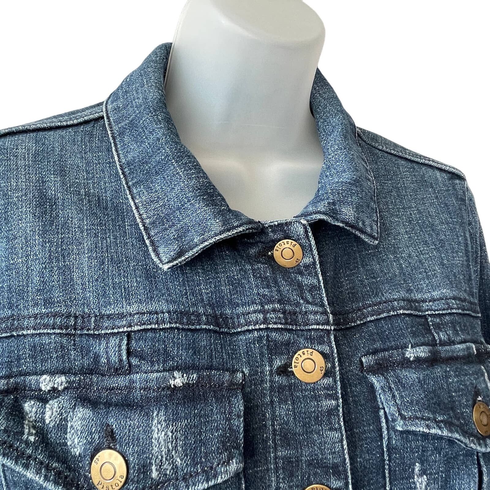 Pistola Pistola Emmen Cropped Dark Wash Denim Jacket Size Medium Size M / US 6-8 / IT 42-44 - 4 Thumbnail