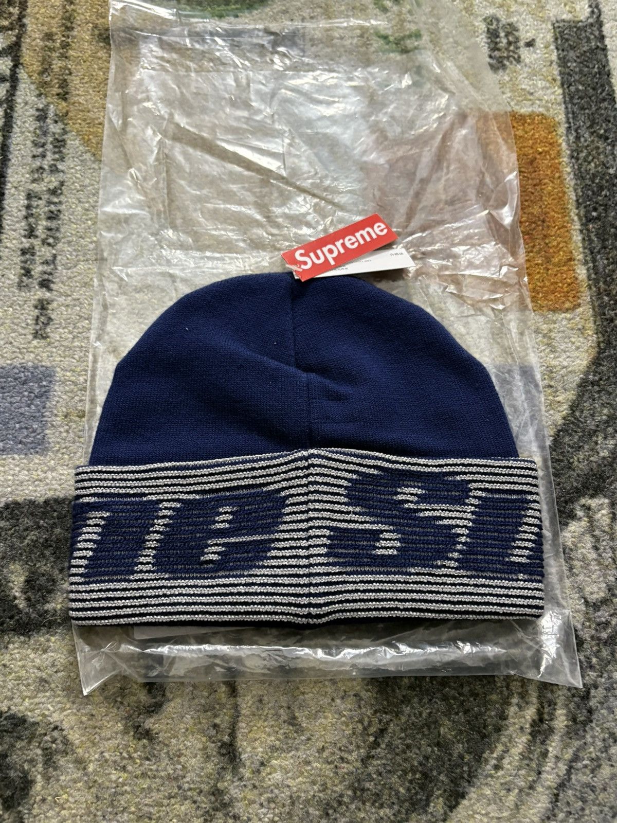Supreme Supreme Reflective Jacquard Beanie Navy Size ONE SIZE - 4 Thumbnail