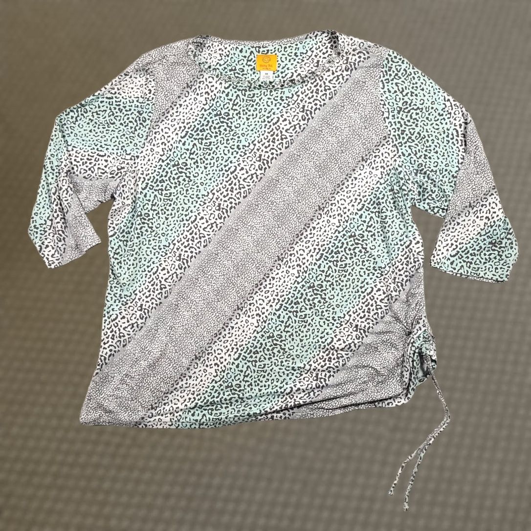 Vintage Ruby Rd Shirt Women's 3X Animal Print 3/4 Sleeve Stretch Rhinstones Size XXL / US 16-18 / IT 52-54 - 1 Thumbnail
