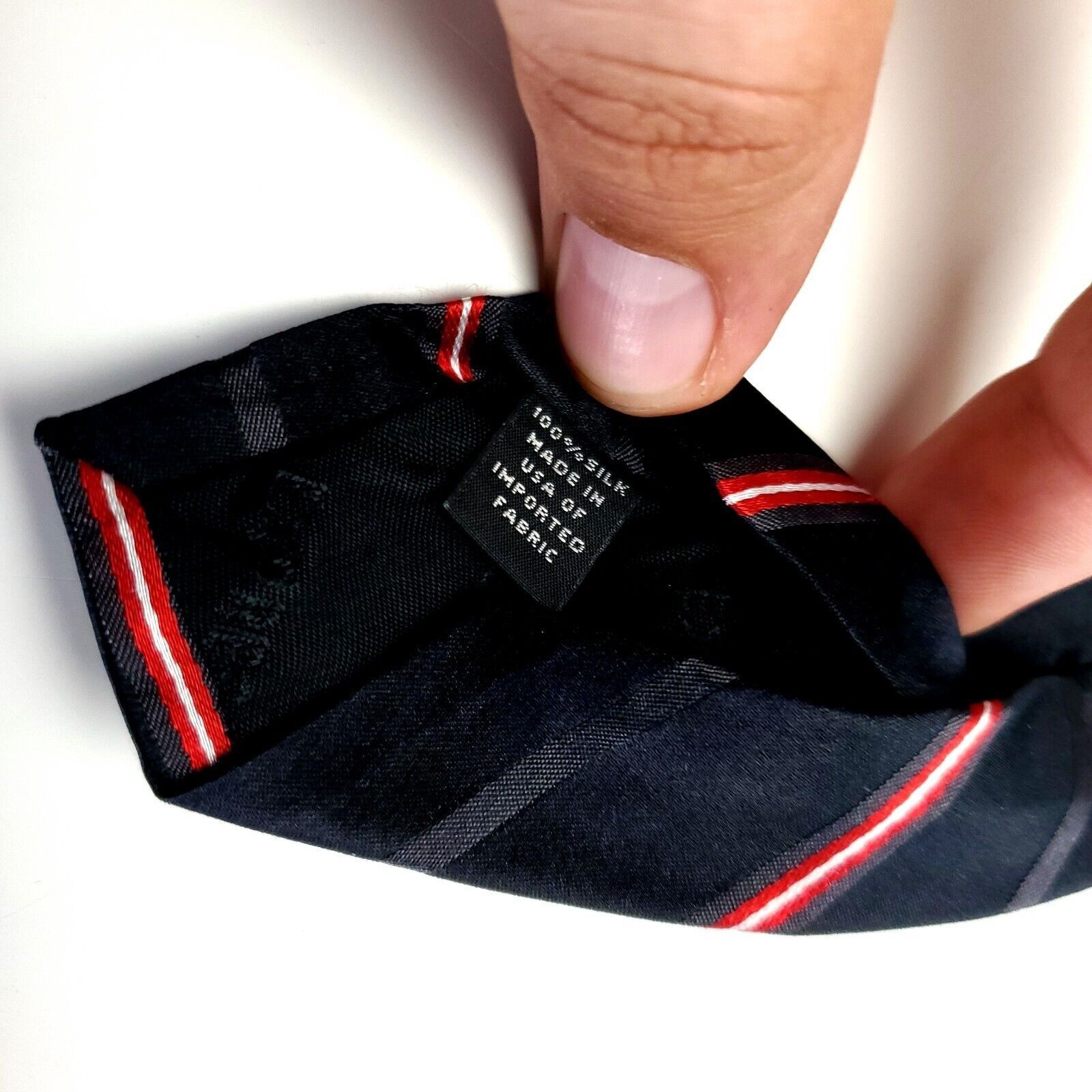 Express Express Design Studio Silk Tie Woven Black Red Striped Size ONE SIZE - 4 Thumbnail
