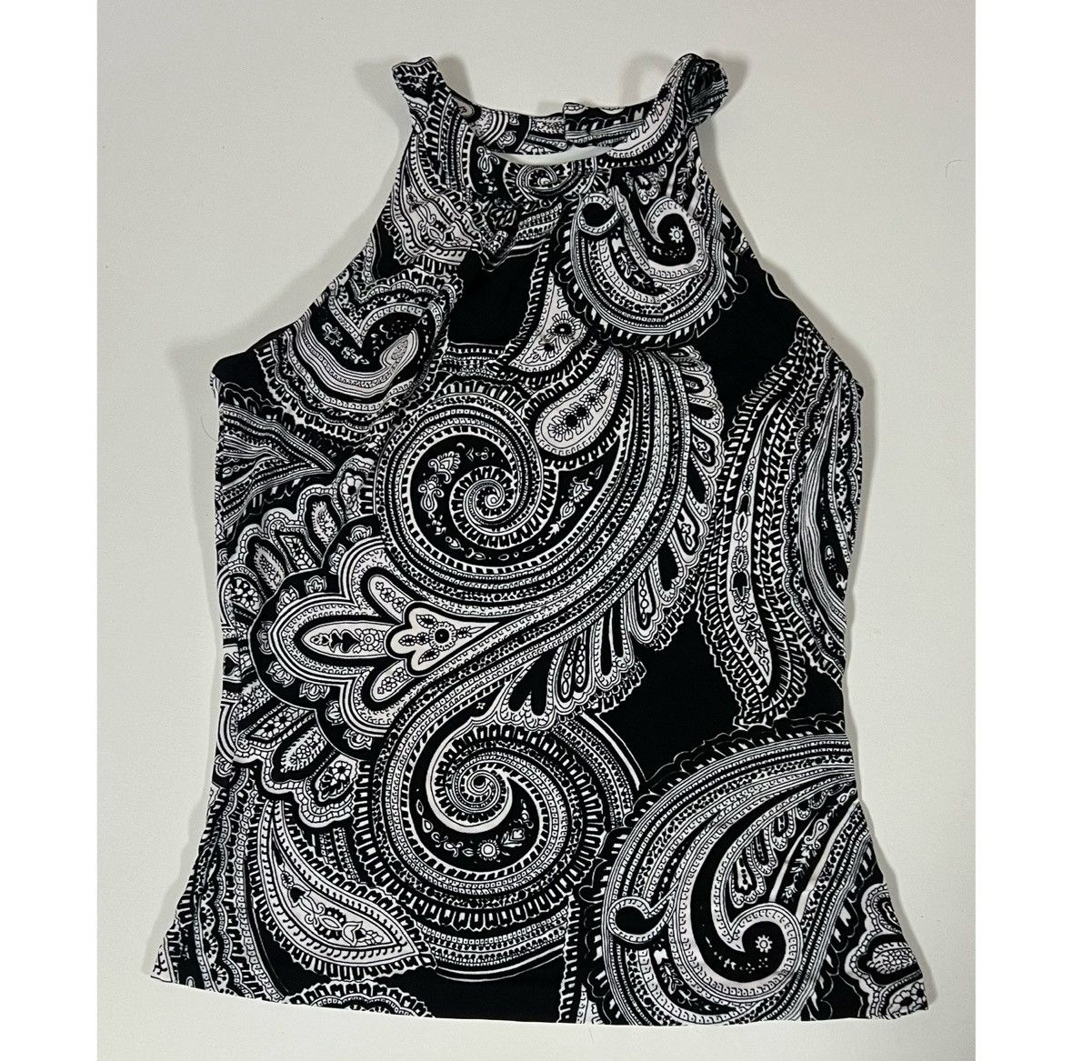 Ann Taylor Black Bandana Paisley Print Halter Top Shirt Blouse XS 🖤🤍 Size XS / US 0-2 / IT 36-38 - 1 Thumbnail