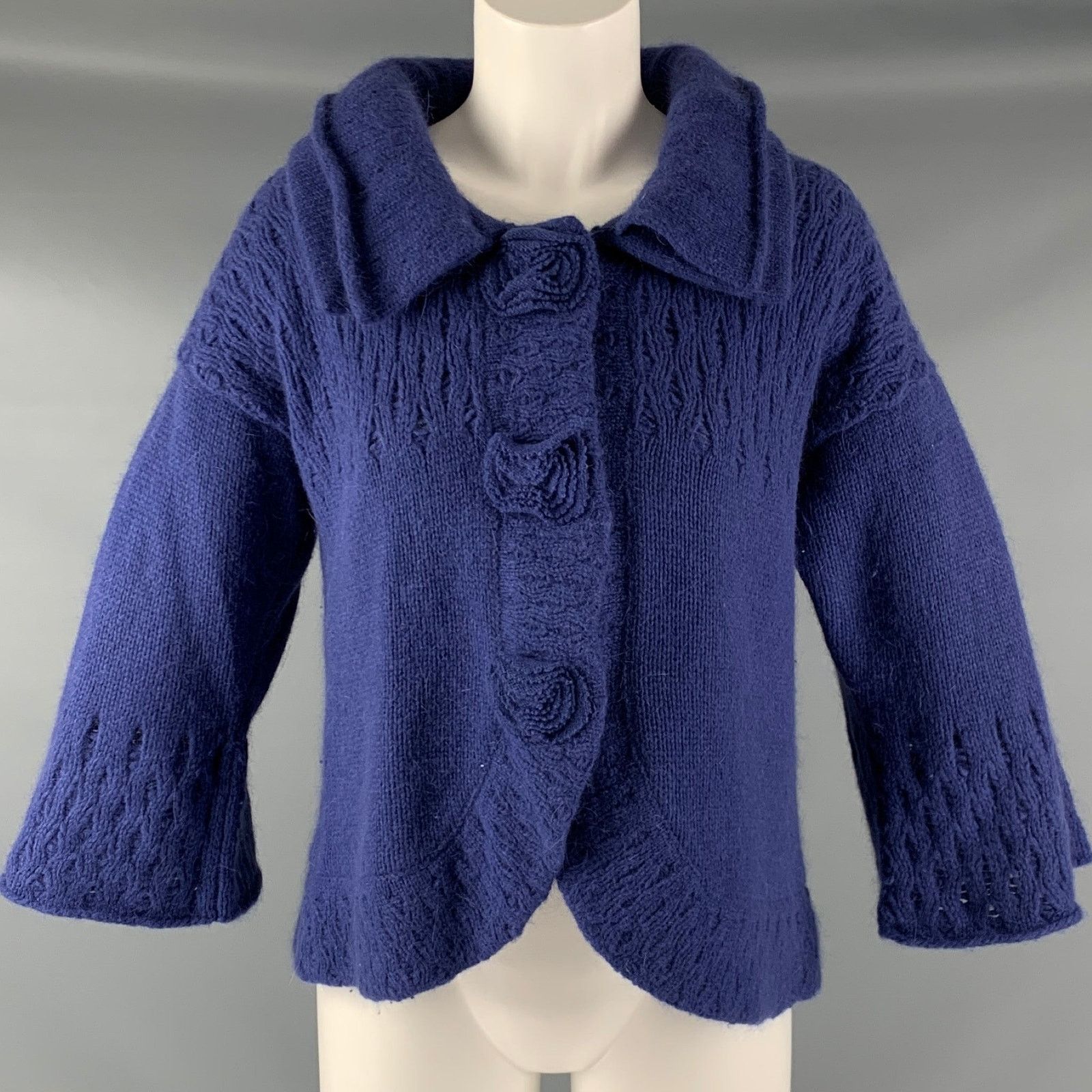 Marc Jacobs MARC JACOBS Size S Blue Lambswool Angora Textured Jacket Size S / US 4 / IT 40 - 1 Thumbnail