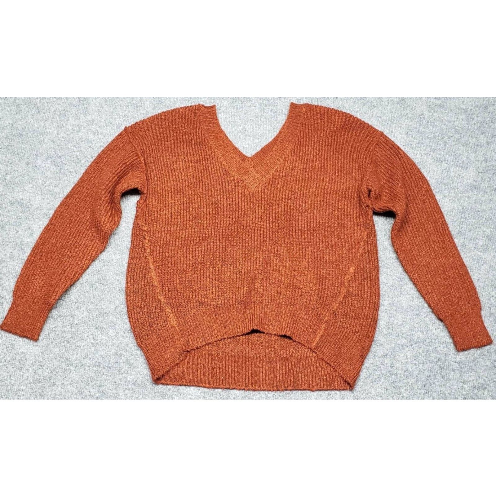 Vintage Rue21 Sweater Womens XS Rust Brown Pullover Long Sleeve V-Neck Knit New Size XS / US 0-2 / IT 36-38 - 2 Thumbnail