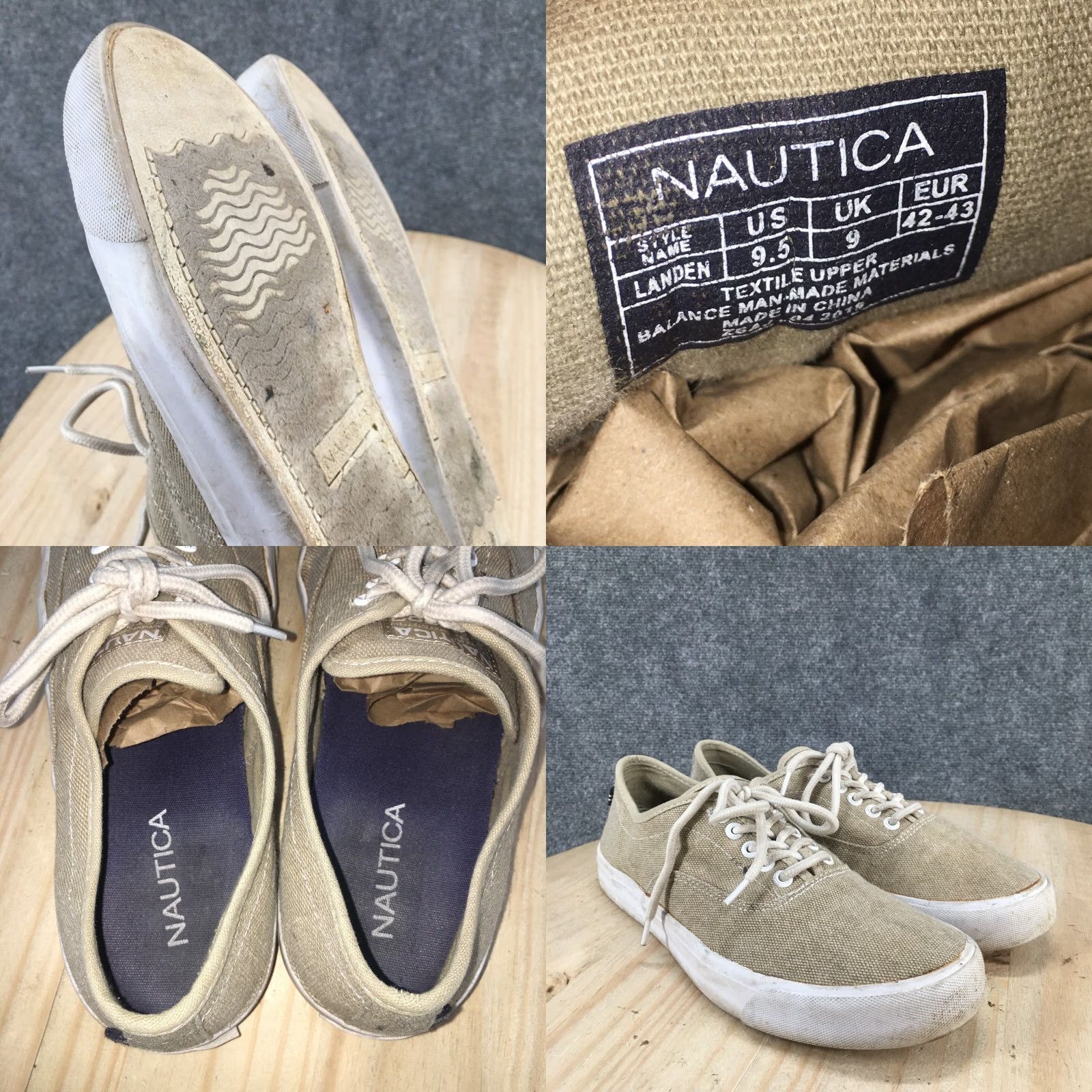 Nautica Nautica Shoes Mens 9.5 Landen Sneakers Brown Canvas Lace Up Low Top Round Toe Size US M / EU 48-50 / 2 - 10 Thumbnail