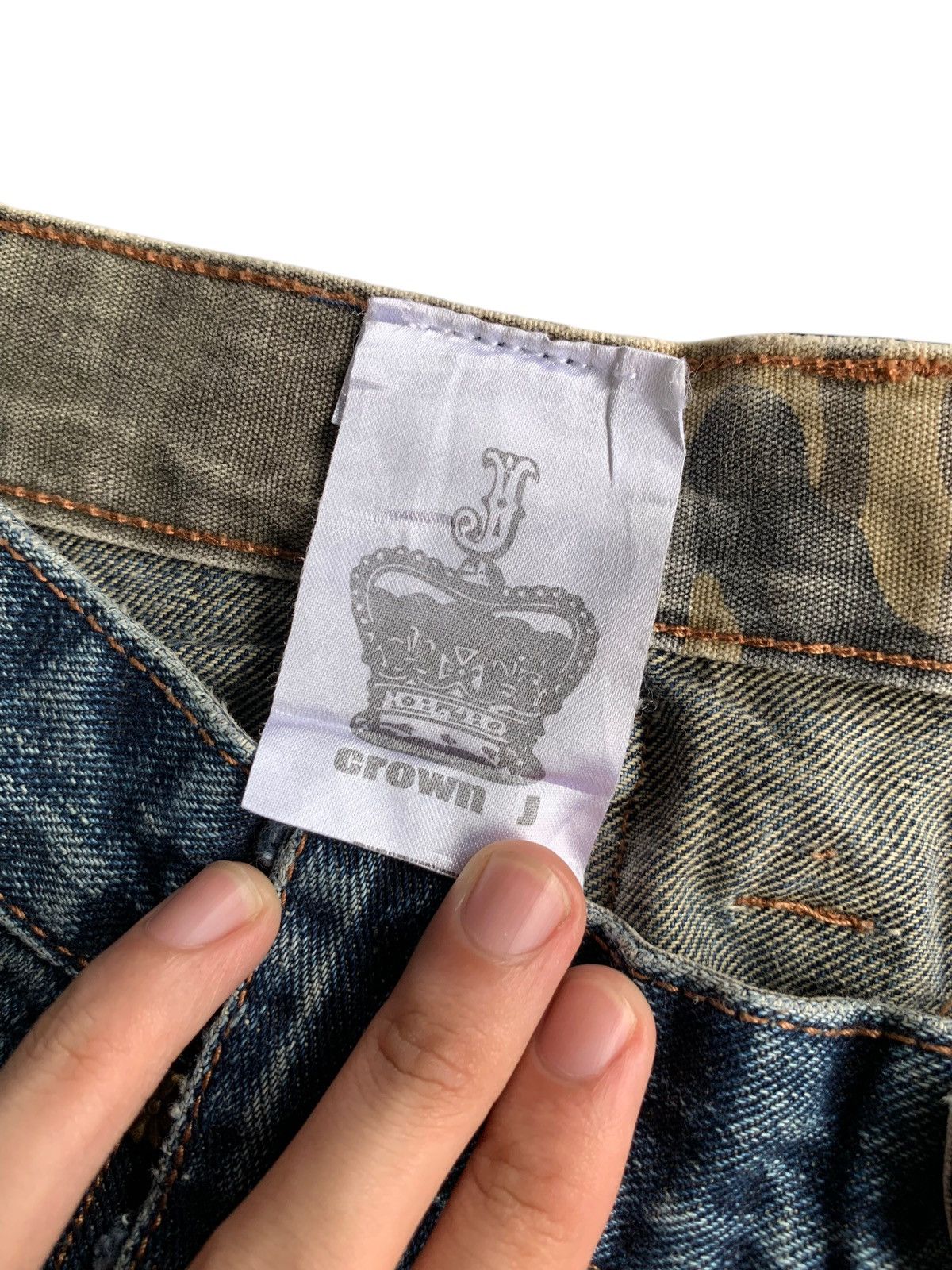 Tornado Mart FLARE💥 CROWN J JAPANESE PUNK STYLE DISTRESSED DENIM Size US 31 - 15 Thumbnail