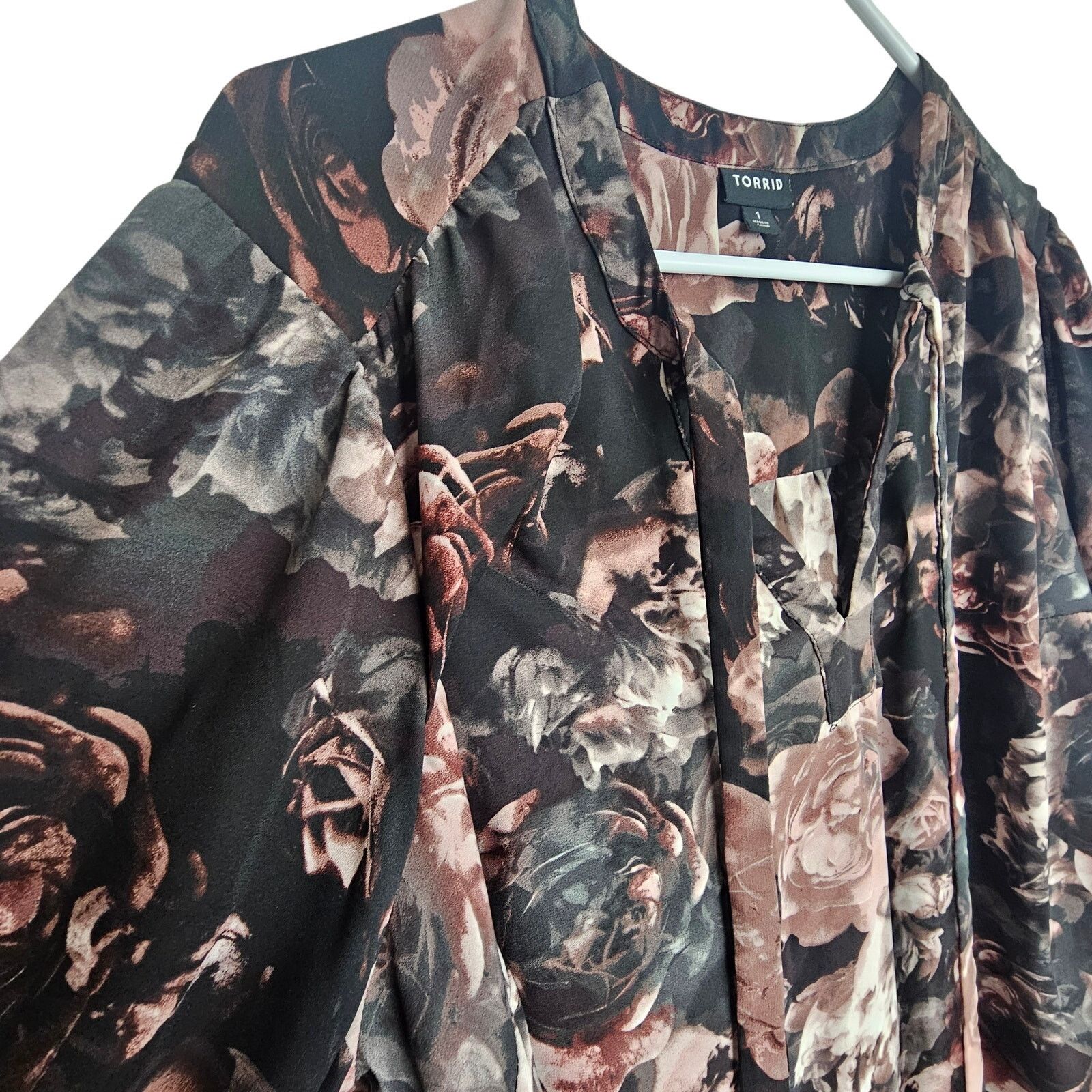 Corridor Torrid Georgette Peasant Top Sz 1X Dark Romantic Whimsigoth Size XL / US 12-14 / IT 48-50 - 7 Thumbnail
