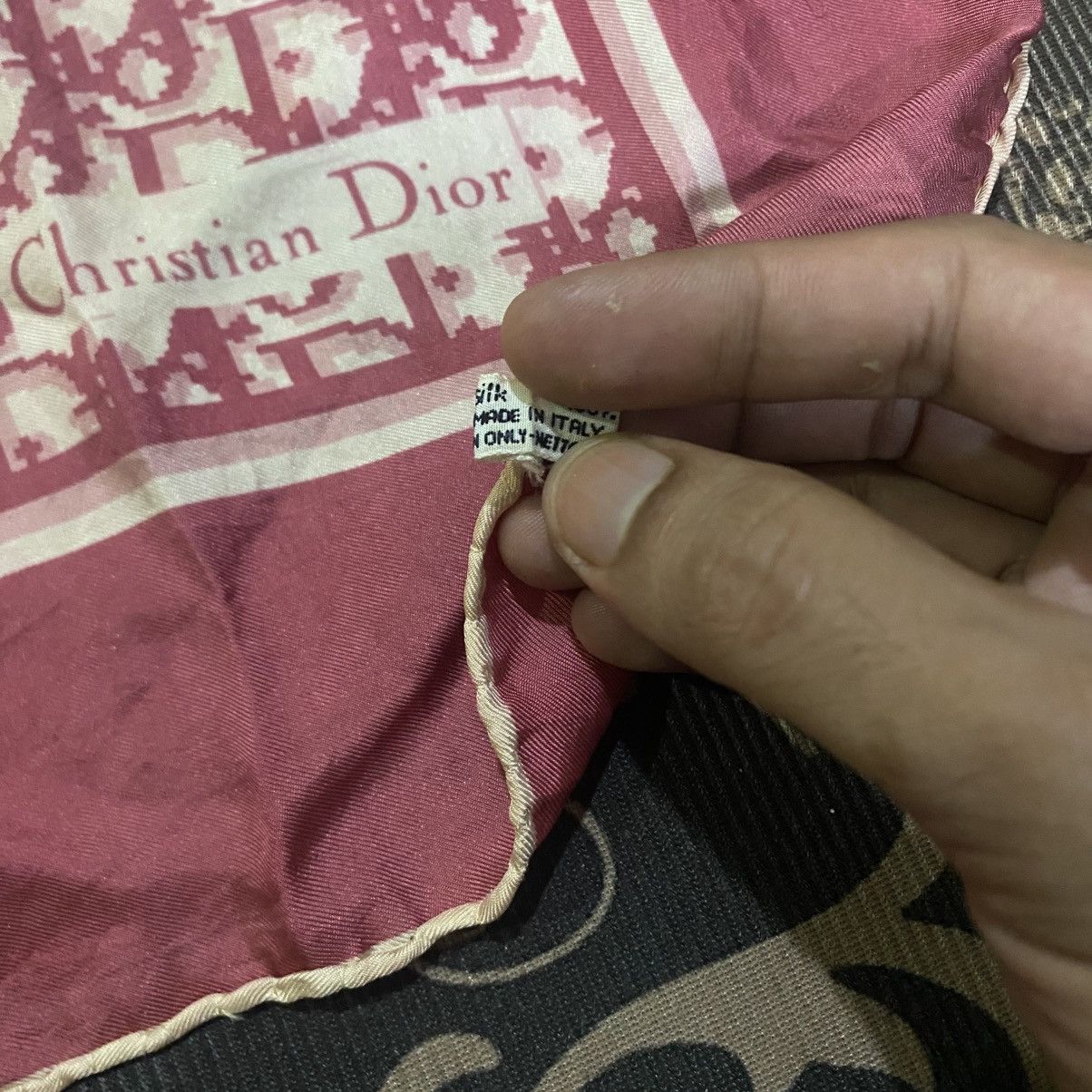 Christian Dior Monsieur Christian Dior Scarf Monogram in Red Burgundy Silk Size ONE SIZE - 21 Thumbnail