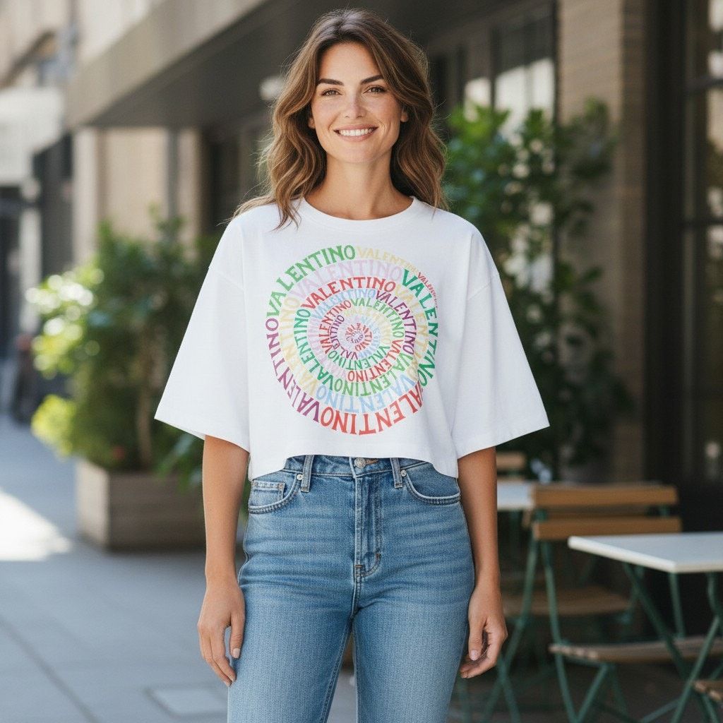 Valentino Valentino Loop Jersey Cropped T-Shirt Logo Size M NWT Size M / US 6-8 / IT 42-44 - 1 Thumbnail