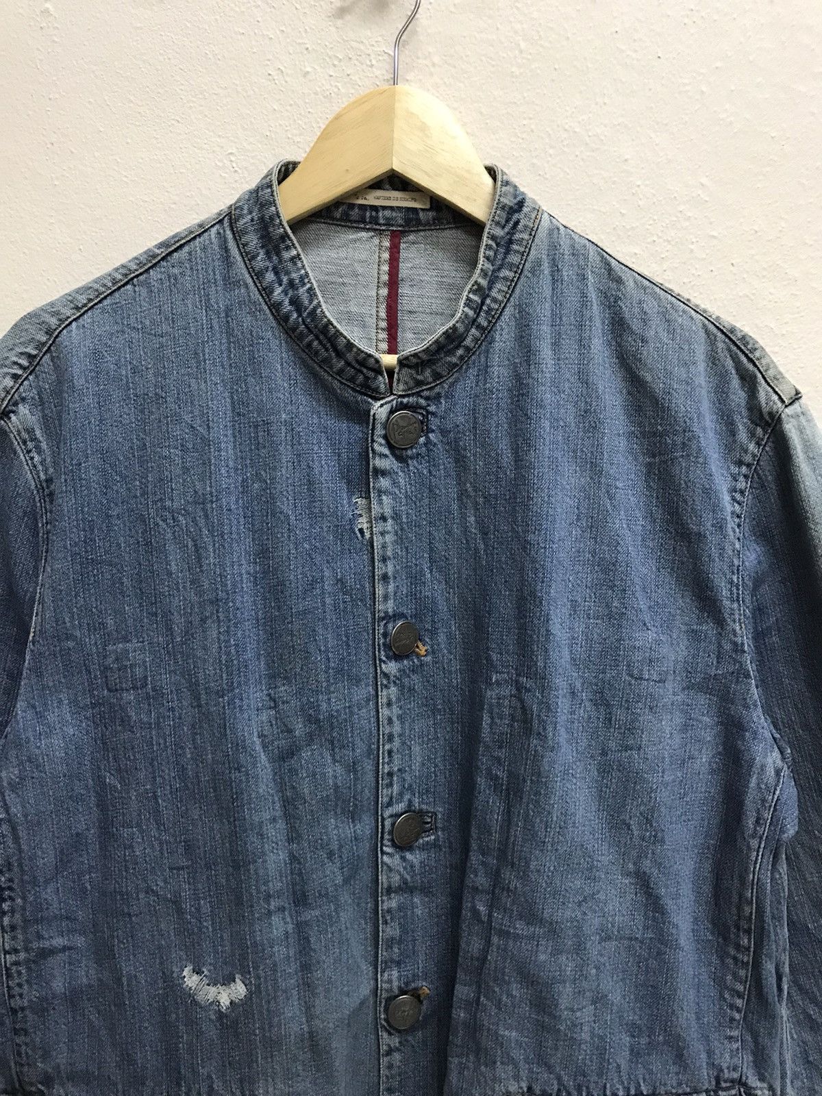 Japanese Brand Vintage Distressed Papas Tartan Neck Chore Jacket Denim Size US M / EU 48-50 / 2 - 4 Thumbnail