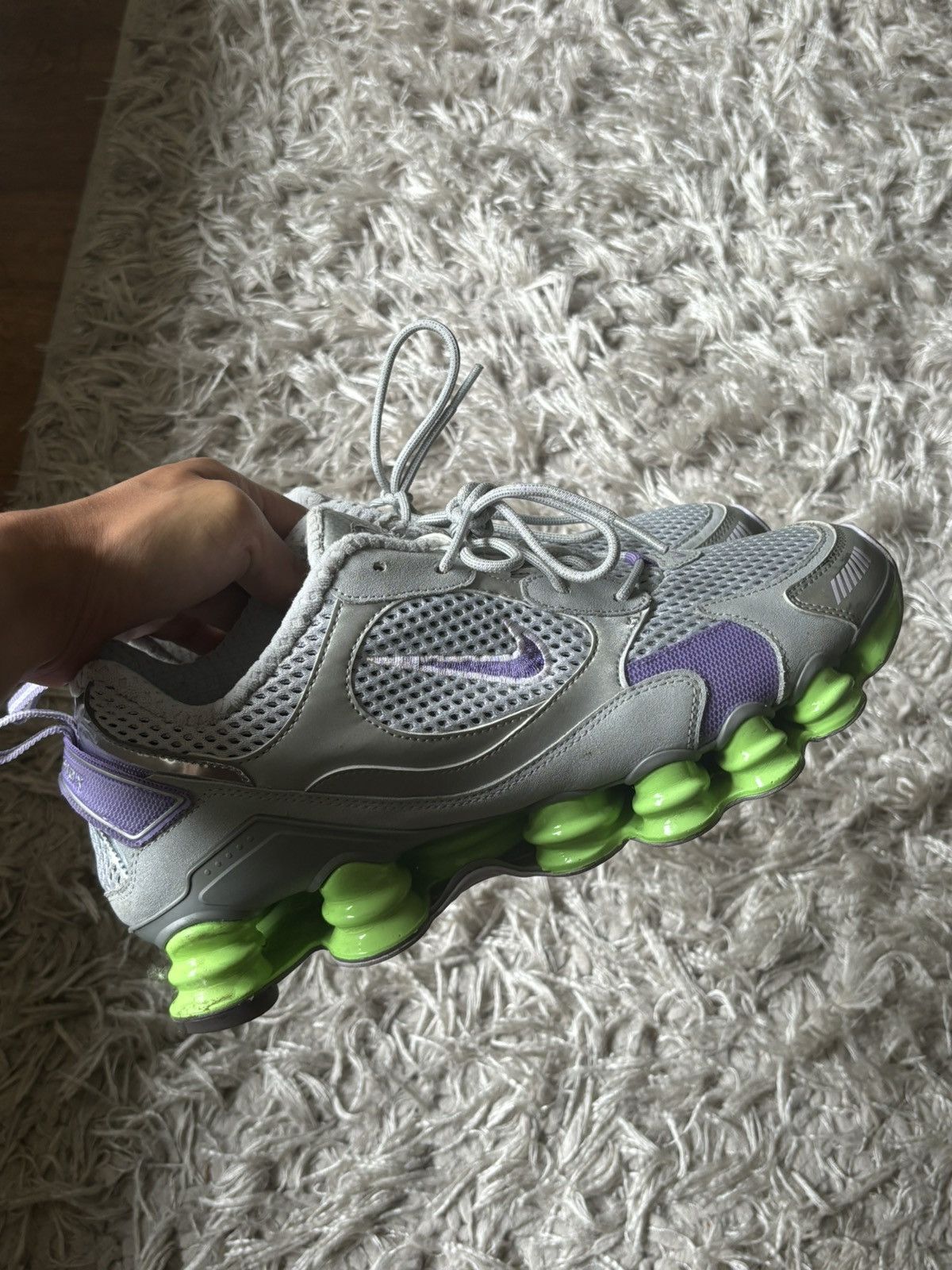 Nike Nike Shox in Silver/Lilac/Slime Green Size US 10.5 / EU 43-44 - 2 Thumbnail