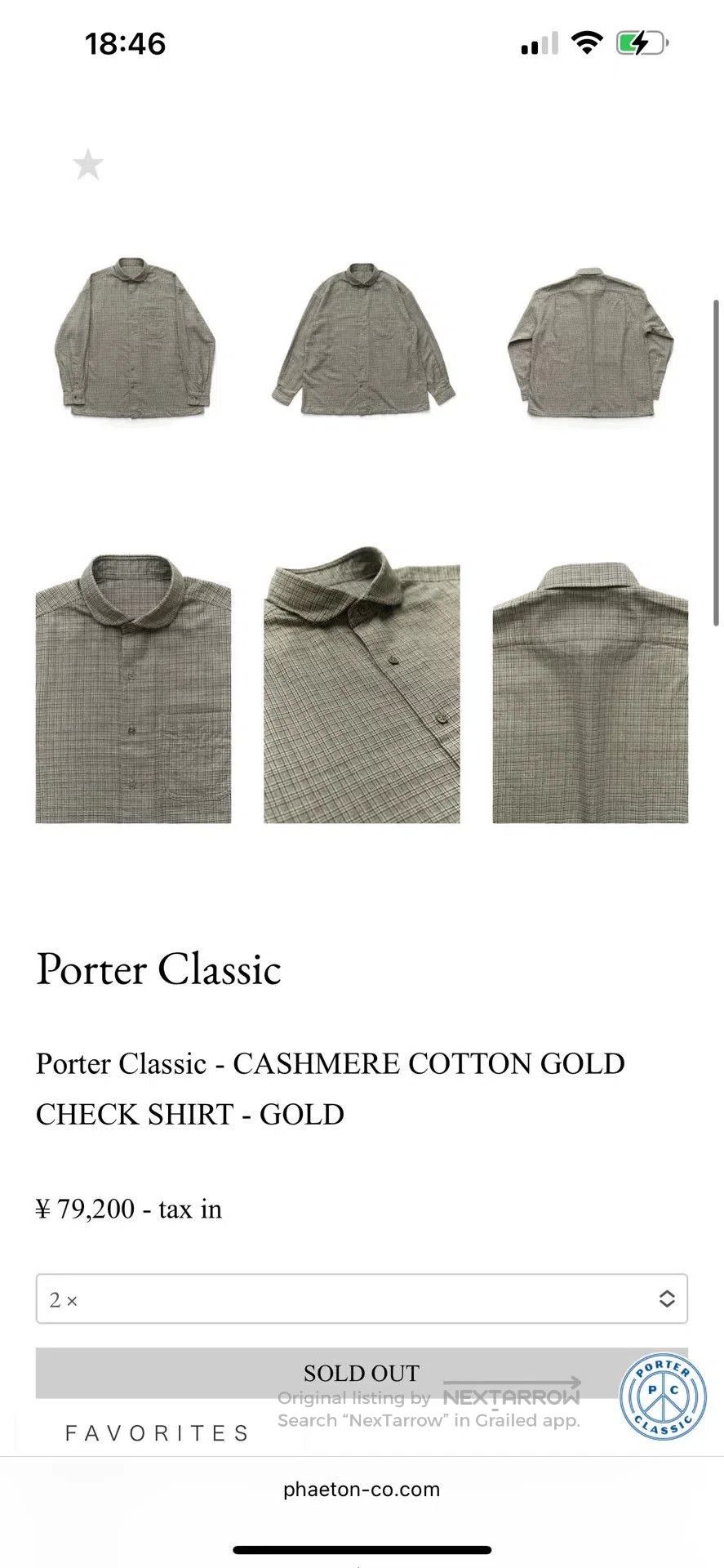 Other Cashmere Cotton Gold Check Shirt. Size US M / EU 48-50 / 2 - 4 Thumbnail