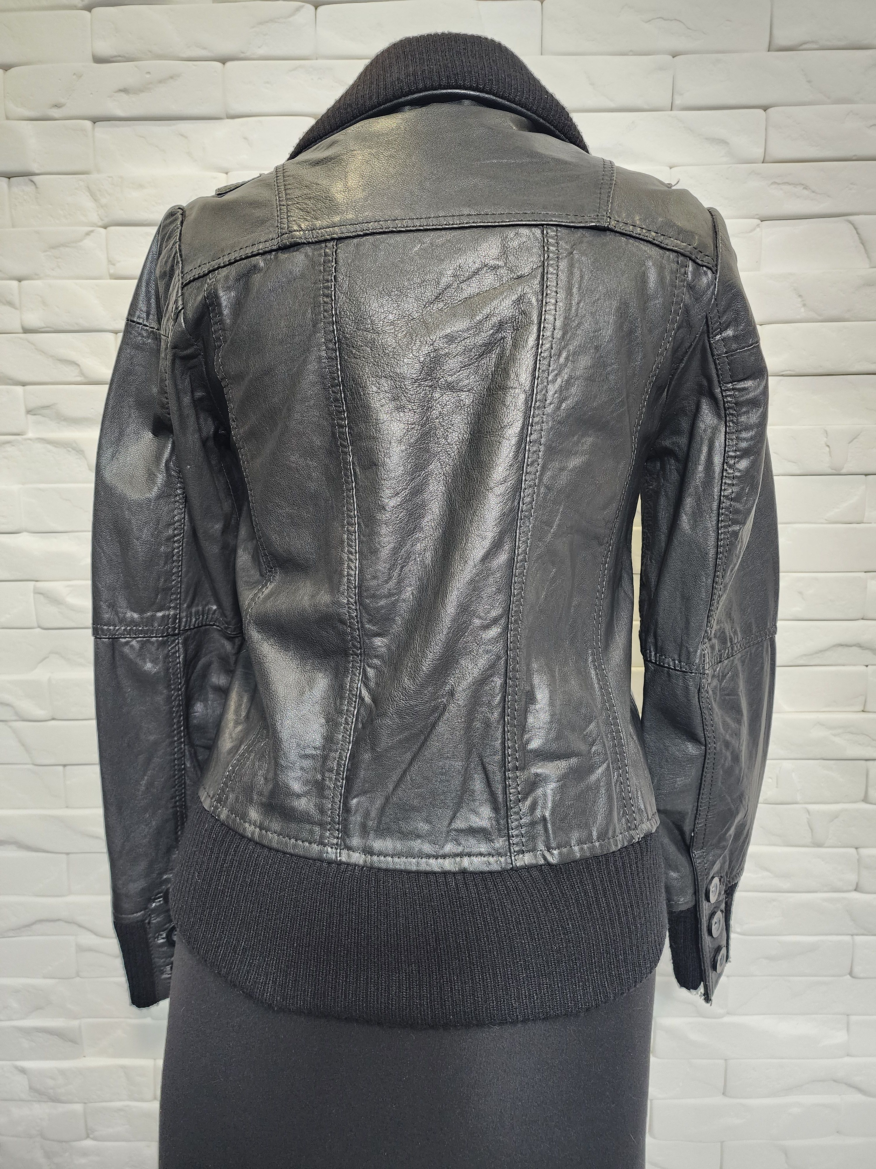 Jack & Jones Black Leather Jacket: Women's Metal Zipper Bomber Size S / US 4 / IT 40 - 3 Thumbnail
