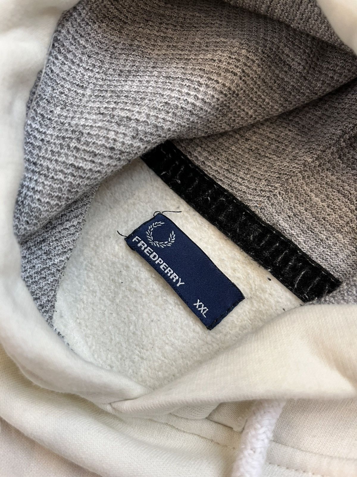 Fred Perry × Vintage Vintage Fred Perry Hoodie Fleece Big Logo Beige oversize Size US XXL / EU 58 / 5 - 17 Thumbnail