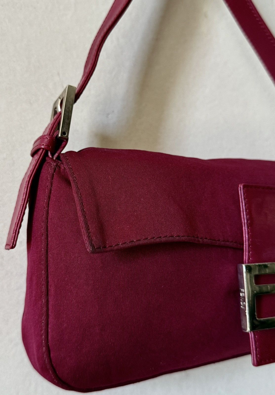 Fendi - 2000’s - Classic Baguette - Raspberry Neoprene Bag