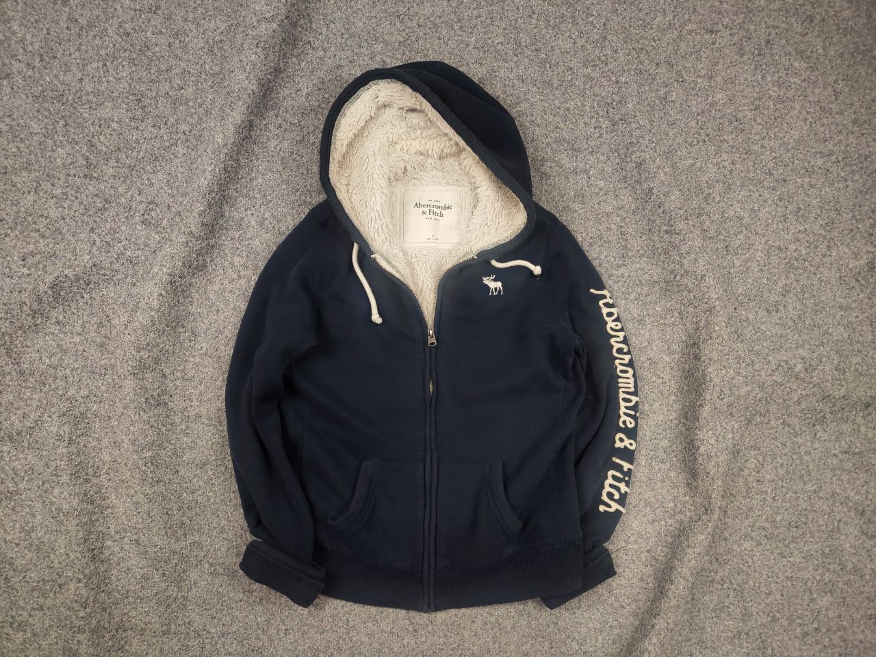 Abercrombie Vintage Fur linen Zip Hoodie if six was nine Y2K