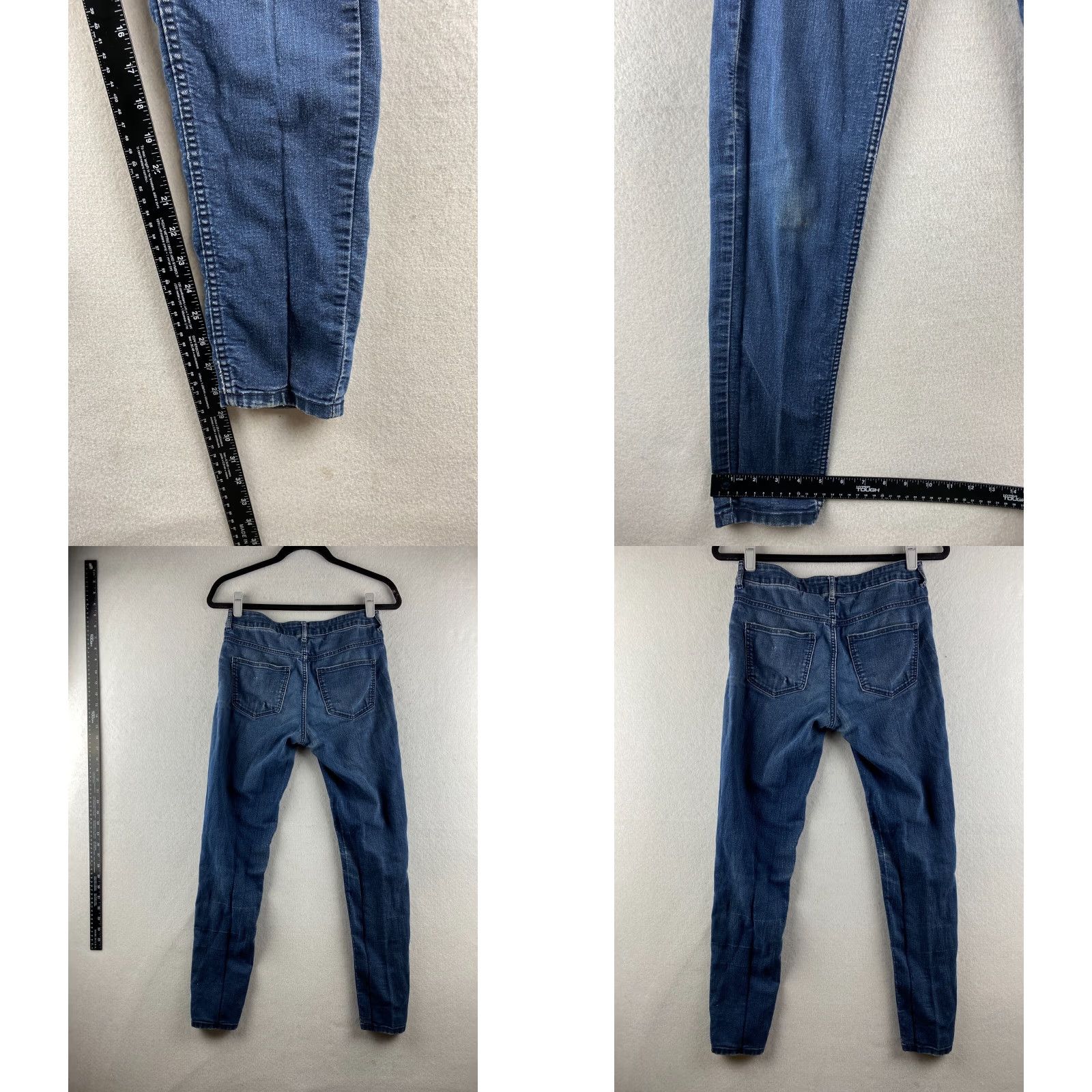 Zara Zara Jeans Womens 6 Blue Skinny stretch Denim Dark Wash Distressed Pant Jeans Silhouette 28x29 Mens? Size 28" / US 6 / IT 42 - 9 Thumbnail