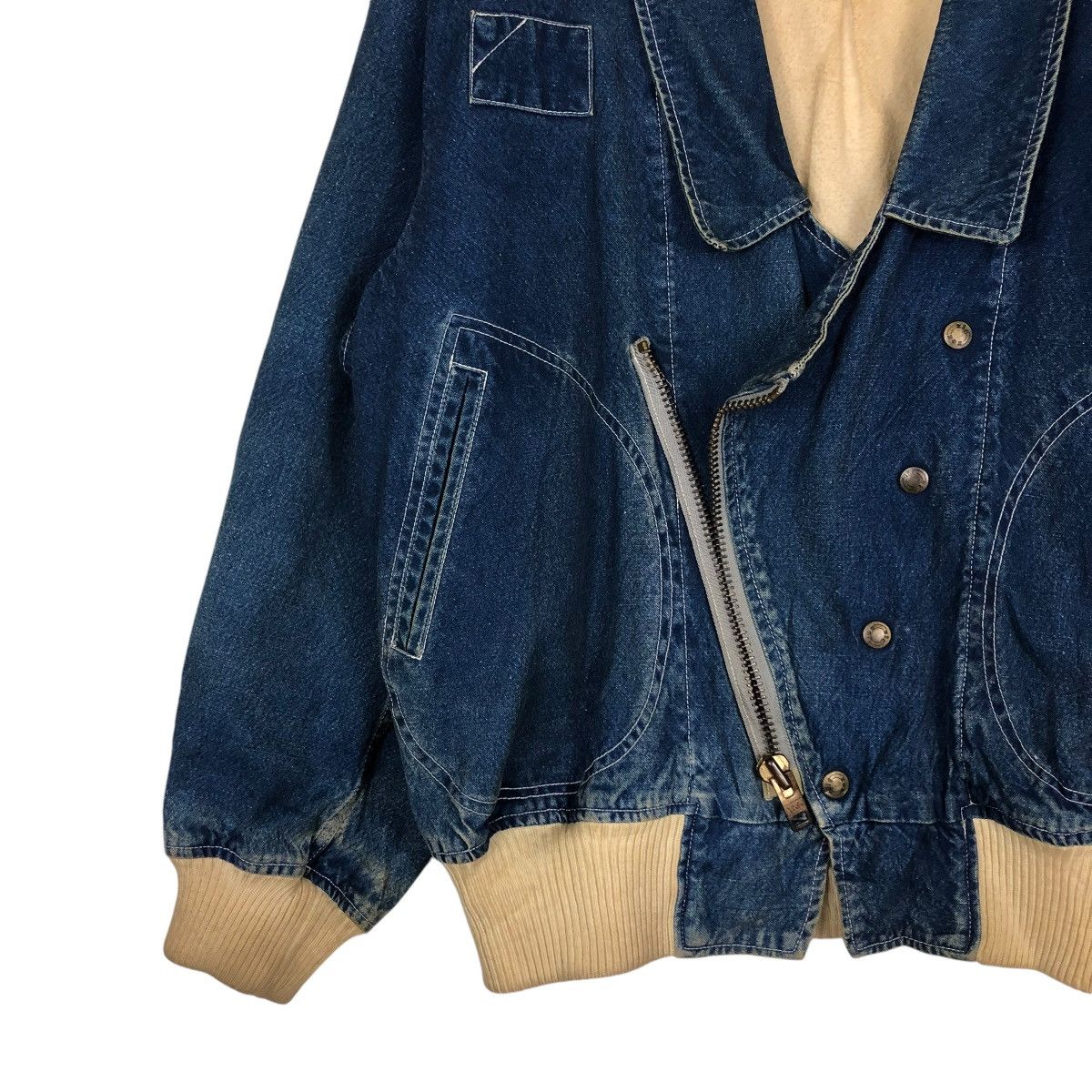Japanese Brand 🔥VINTAGE BOMBER JACKET DENIM ZIG ZAG DOUBLE COLLAR Size US M / EU 48-50 / 2 - 6 Thumbnail
