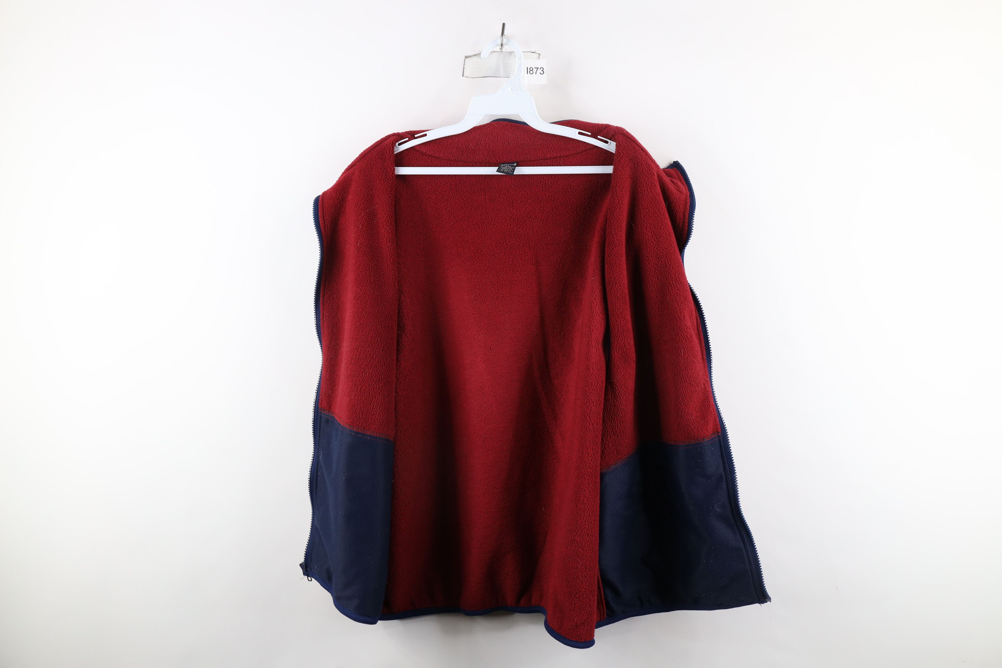 Lands' End × Vintage Vintage 90s Lands End Blank Full Zip Fleece Vest Jacket Red Size US XL / EU 56 / 4 - 7 Thumbnail