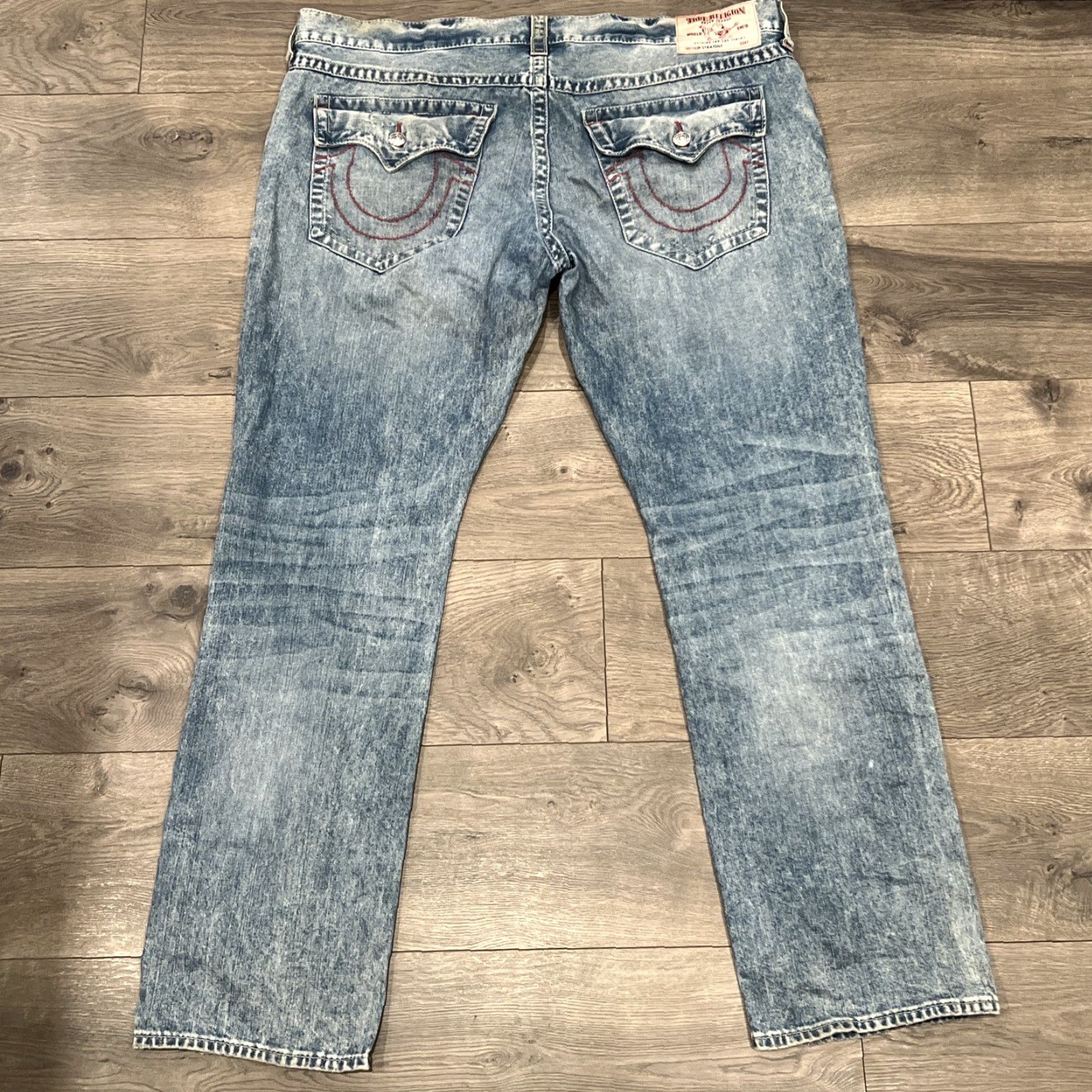 True Religion VINTAGE True Religion Jeans Straight 42 Mens Regular 42 Light Blue 90s Y2K TR Patchwork Size US 42 / EU 58 - 5 Thumbnail