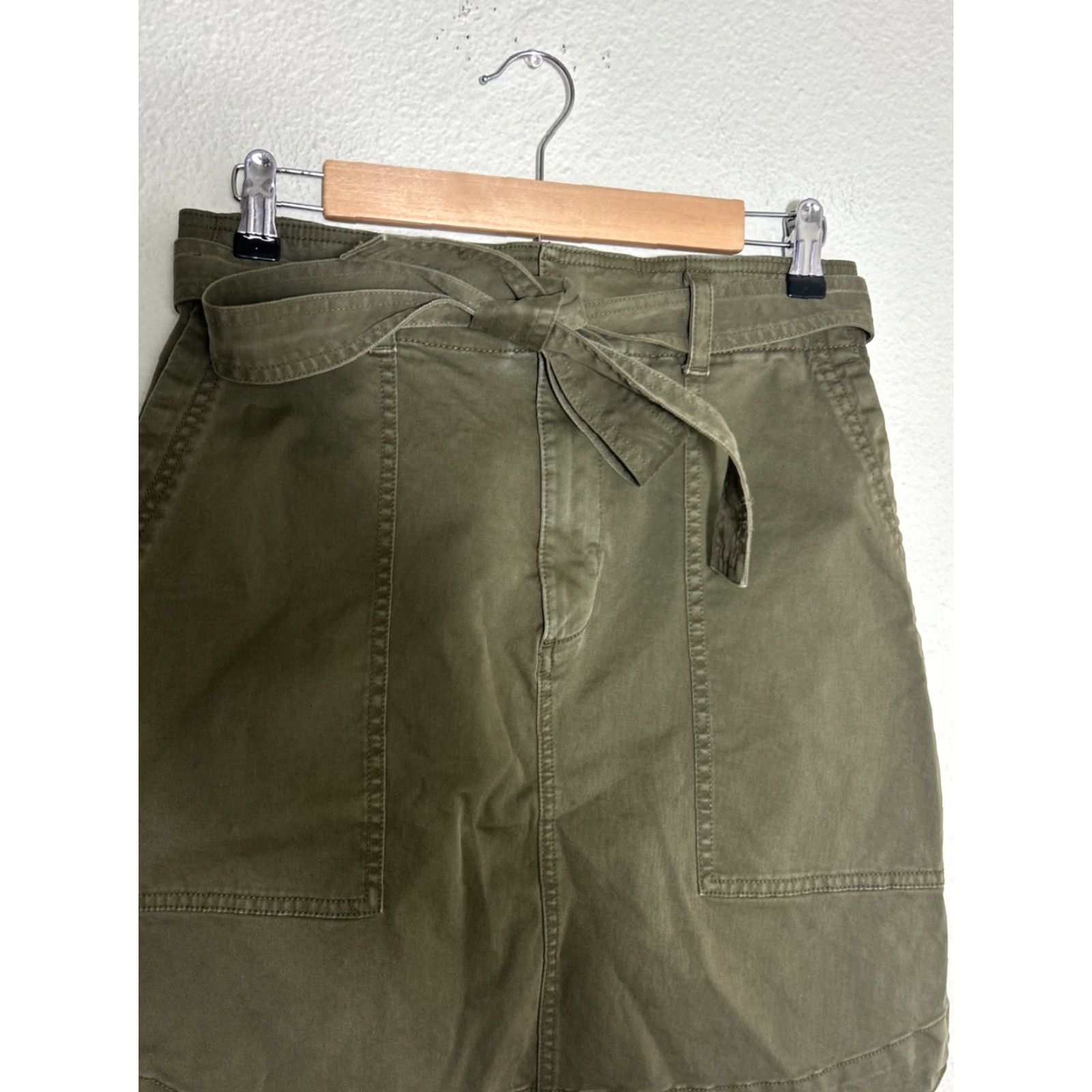 Gap Gap Skirt Women 6 Hi Rise Utility Olive Belted Cotton Elastane Zip Knee Length Skater Mens??? Size 28" / US 6 / IT 42 - 4 Thumbnail