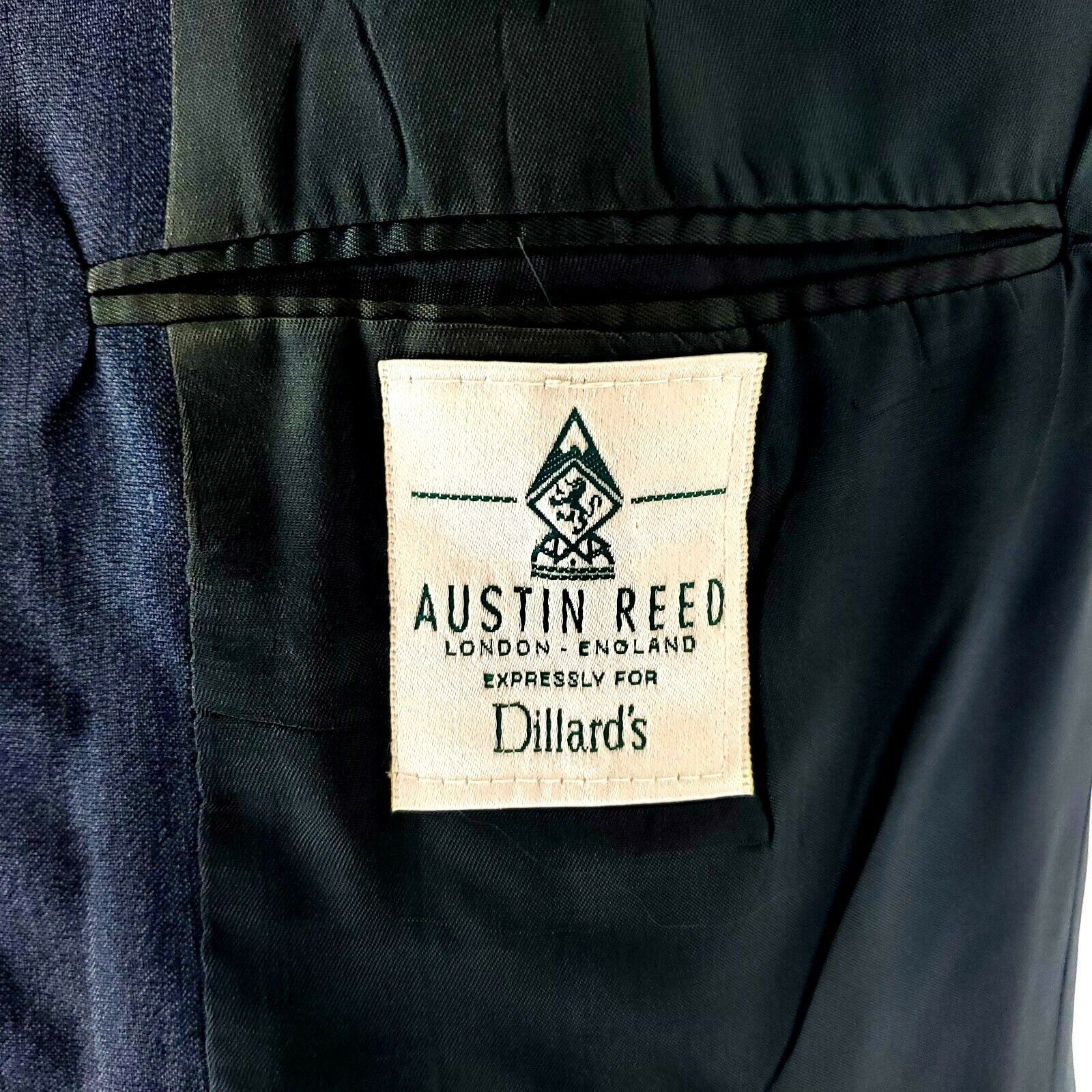 Austin Reed Austin Reed Wool 2 Button 2 Piece Suit 40L Gray Blue Striped Size 40L - 8 Thumbnail