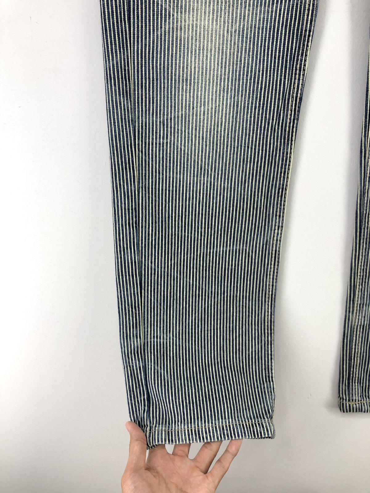 Japanese Brand Vintage Japanese Wave List Distressed Hickory Stripe Jeans Size US 29 - 10 Thumbnail