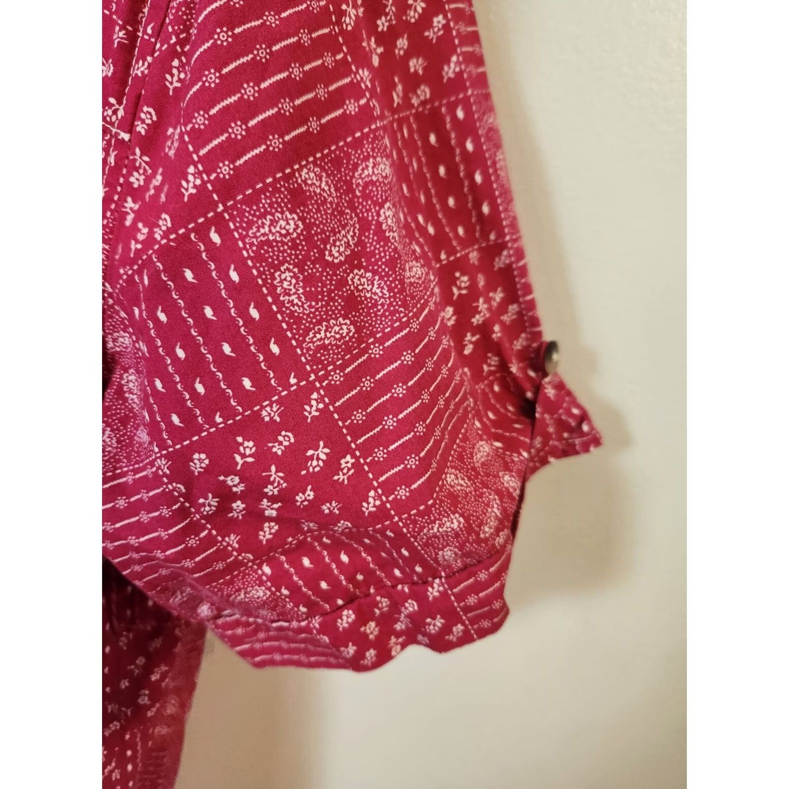 Vintage C.E. Schmidt Workwear Shirt 3X Plus Pink Collared Patchwork Look Short Sleeve Button-Up Women Size XXL / US 16-18 / IT 52-54 - 4 Thumbnail
