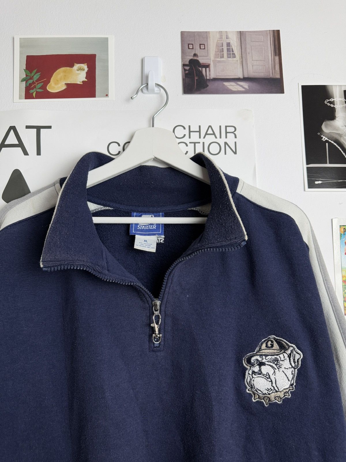 Starter × Vintage Vintage 90s Starter Georgetown Hoyas 1/4 zip sweatshirt XL Size US XL / EU 56 / 4 - 3 Thumbnail