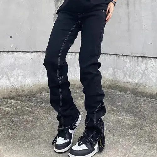 Japanese Brand × Jean High Street Topstitched Slim Fit Slit Zip Micro Flare Jeans Size US 32 / EU 48 - 3 Thumbnail