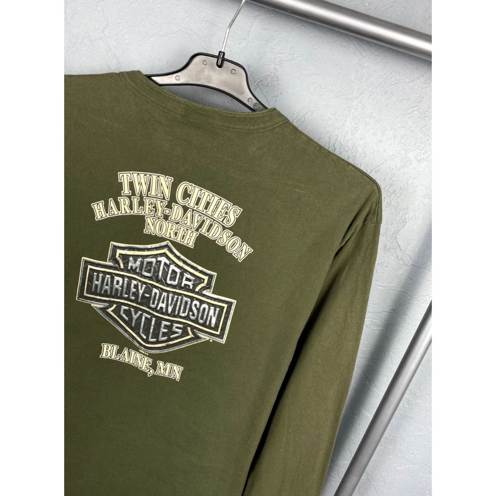 Harley Davidson Harley-Davidson T-Shirt Long Sleeve Mens L Vintage Olive 2006 Graphic Print Crew Neck Ombre? Size US L / EU 52-54 / 3 - 2 Thumbnail