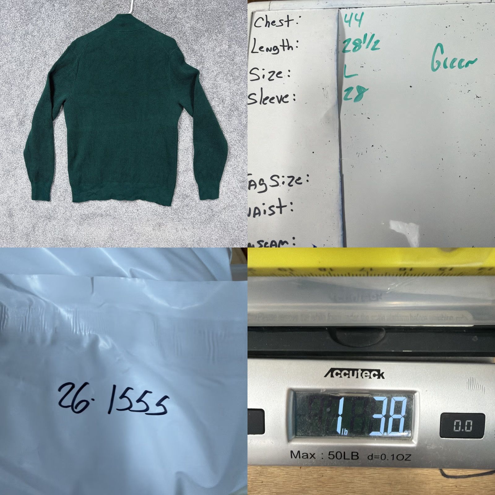 Brooks Brothers Brooks Brothers Sweater Mens L Green 1/4 Zip Mock Neck Cotton Knit Pullover Size US L / EU 52-54 / 3 - 9 Thumbnail