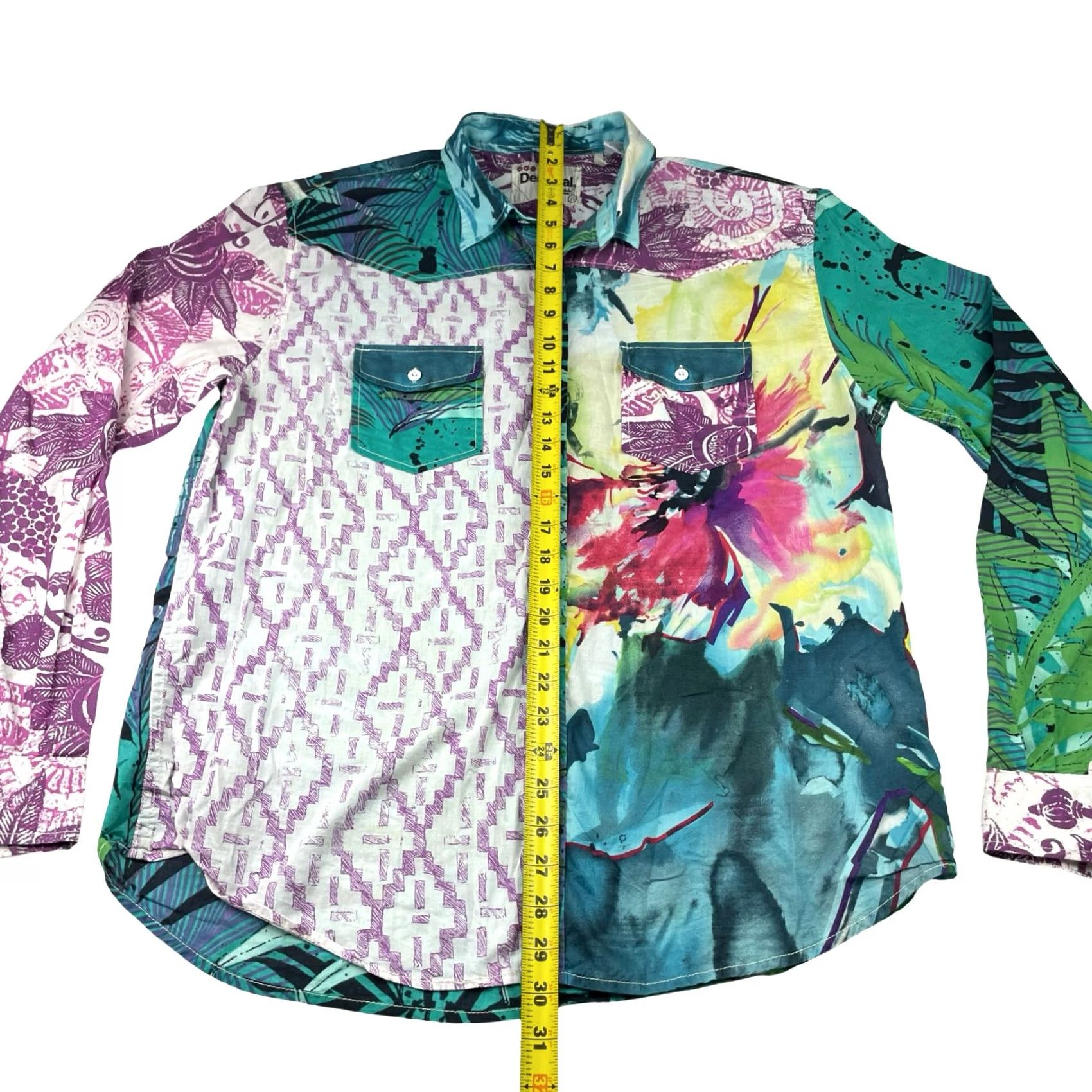 Desigual Desigual Men's Button Shirt Colorful Abstract L/S 100% Cotton XL Size US XL / EU 56 / 4 - 7 Thumbnail