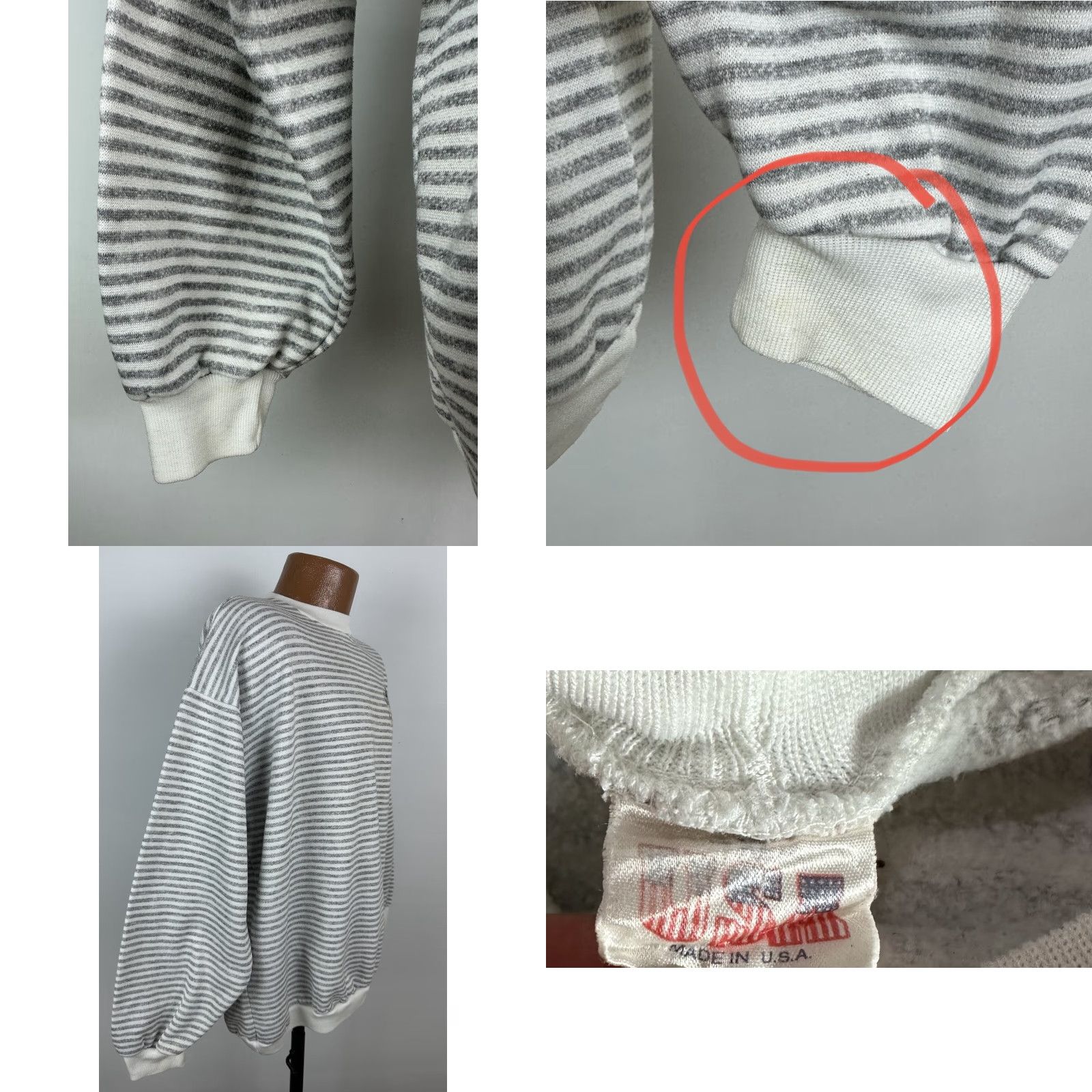 Etro VINTAGE San Francisco Sweatshirt XL Striped 90s USA Men Gray Pullover Knit Cotton Blend Polyester Stains Size US XL / EU 56 / 4 - 8 Thumbnail